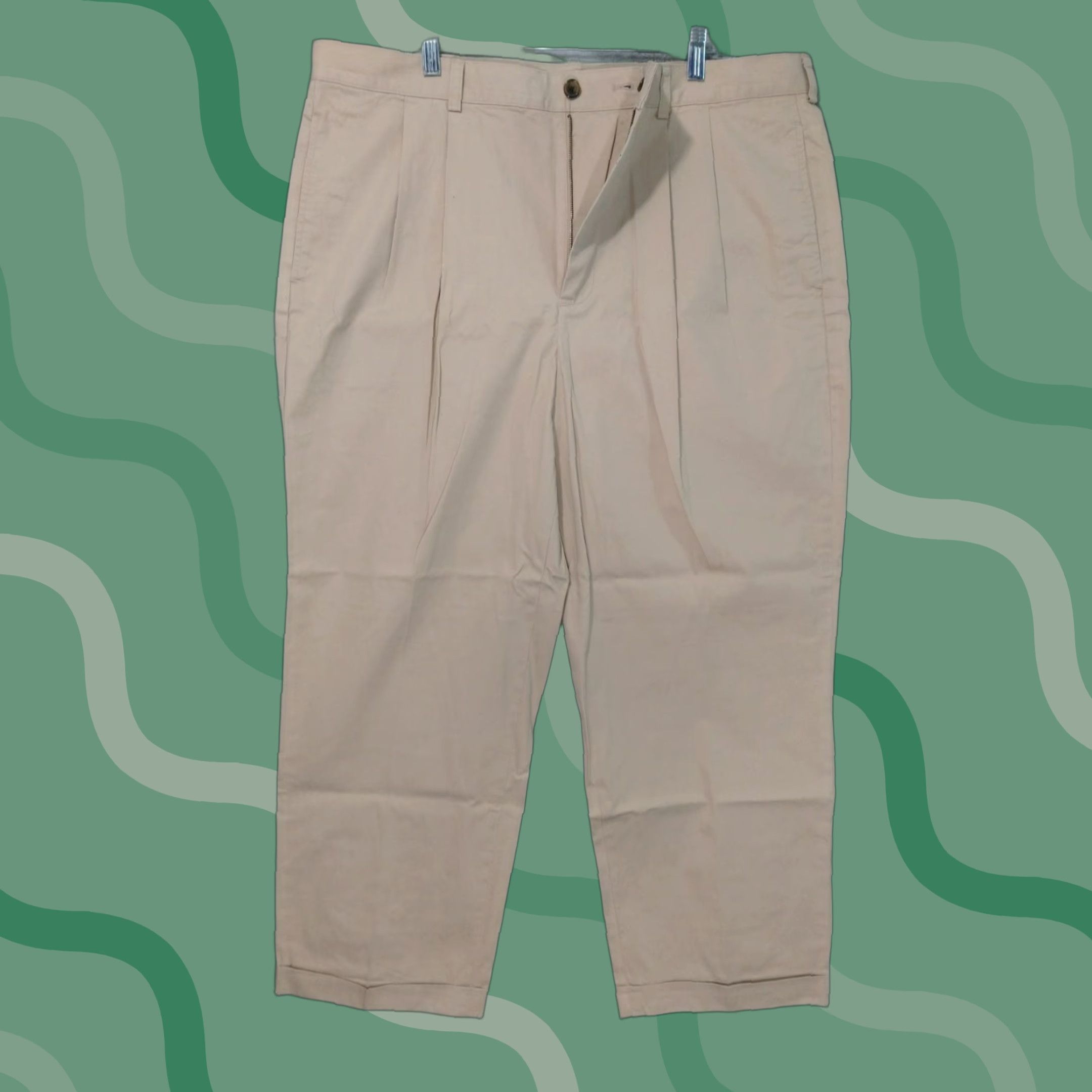 Brooks Brothers Brooks Brothers Pants Mens 40x30 Beige Chino Pleated Tapered Leg Cuffed 346 Size US 40 / EU 56 - 1 Thumbnail