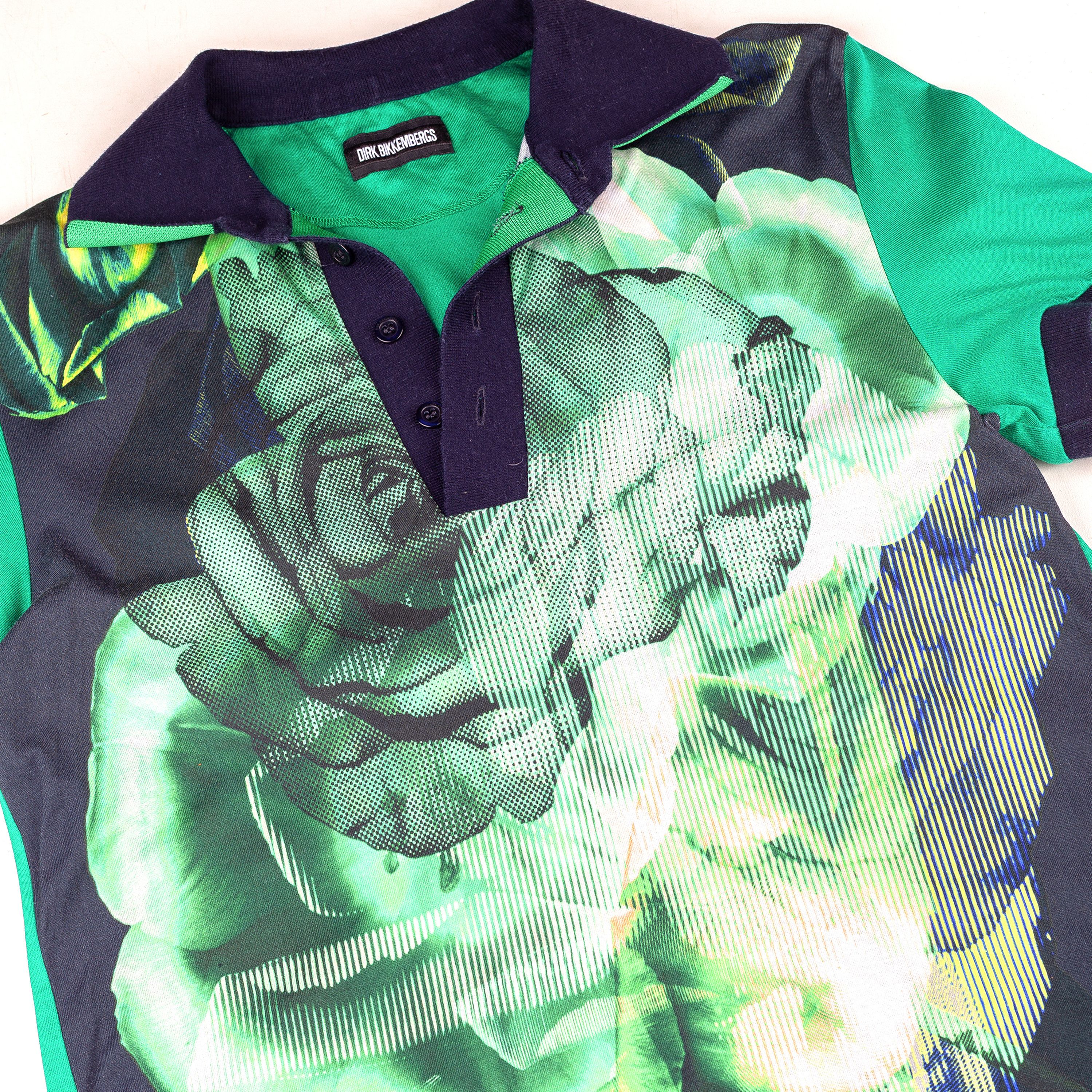 Dirk Bikkembergs Dirk Bikkembergs Vintage Green Flower Polo Shirt Top Size US S / EU 44-46 / 1 - 2 Thumbnail