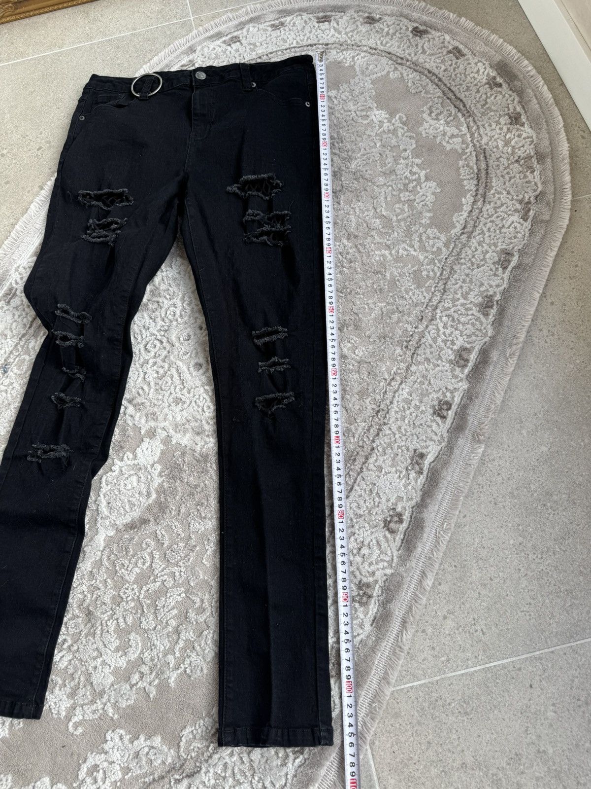 Killstar Killstar Black Distressed Goth Jeans with D-Ring Detailing Size 34" / US 12 / IT 48 - 11 Thumbnail