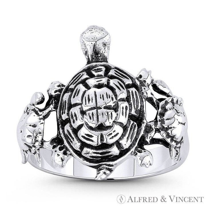 Other Triple Tortoise Spirit Charm Ring in .925 Sterling Silver Size ONE SIZE - 1 Preview