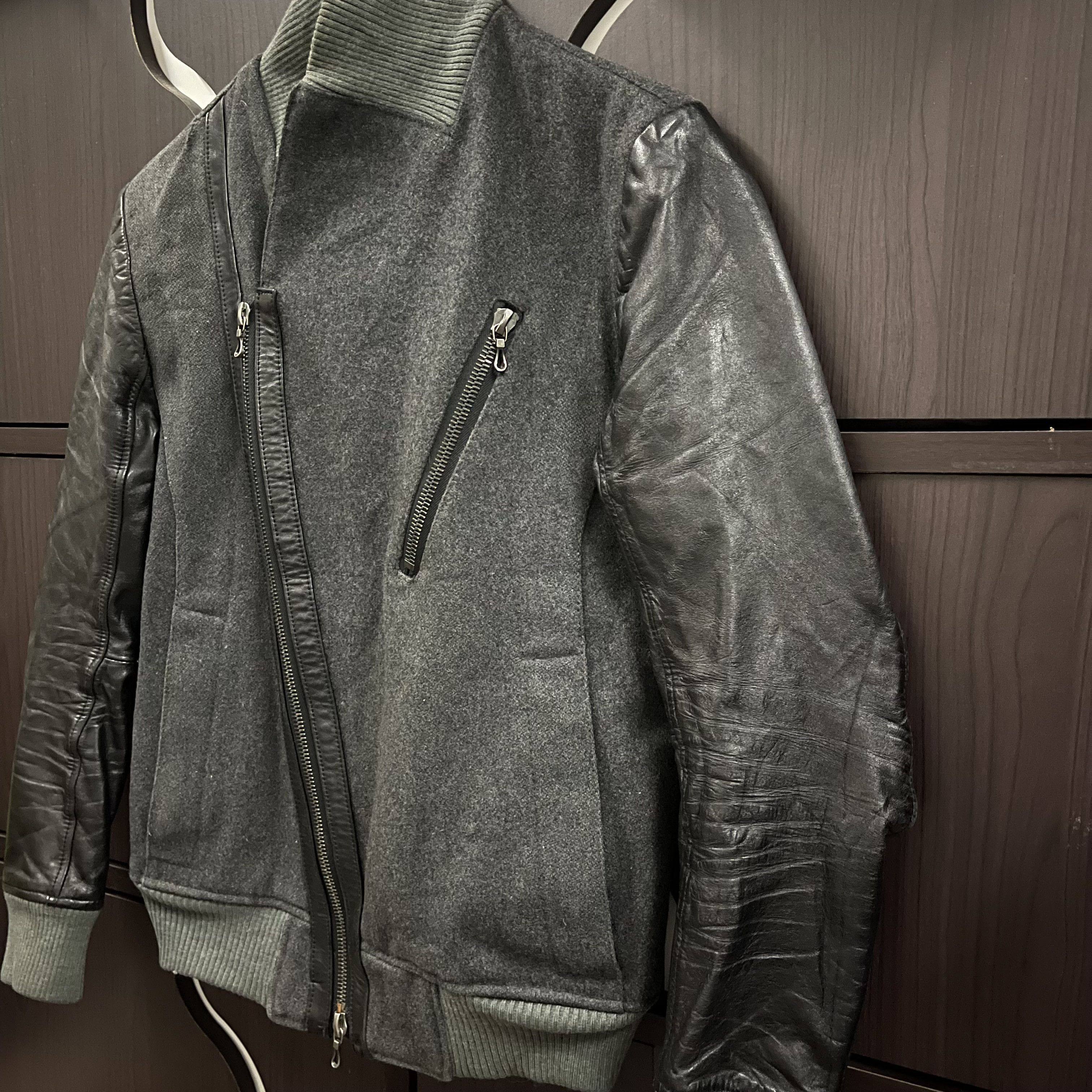 14th Addiction Shellac Wool Horse Sleeve Leather Bikers Jacket Size US S / EU 44-46 / 1 - 2 Thumbnail