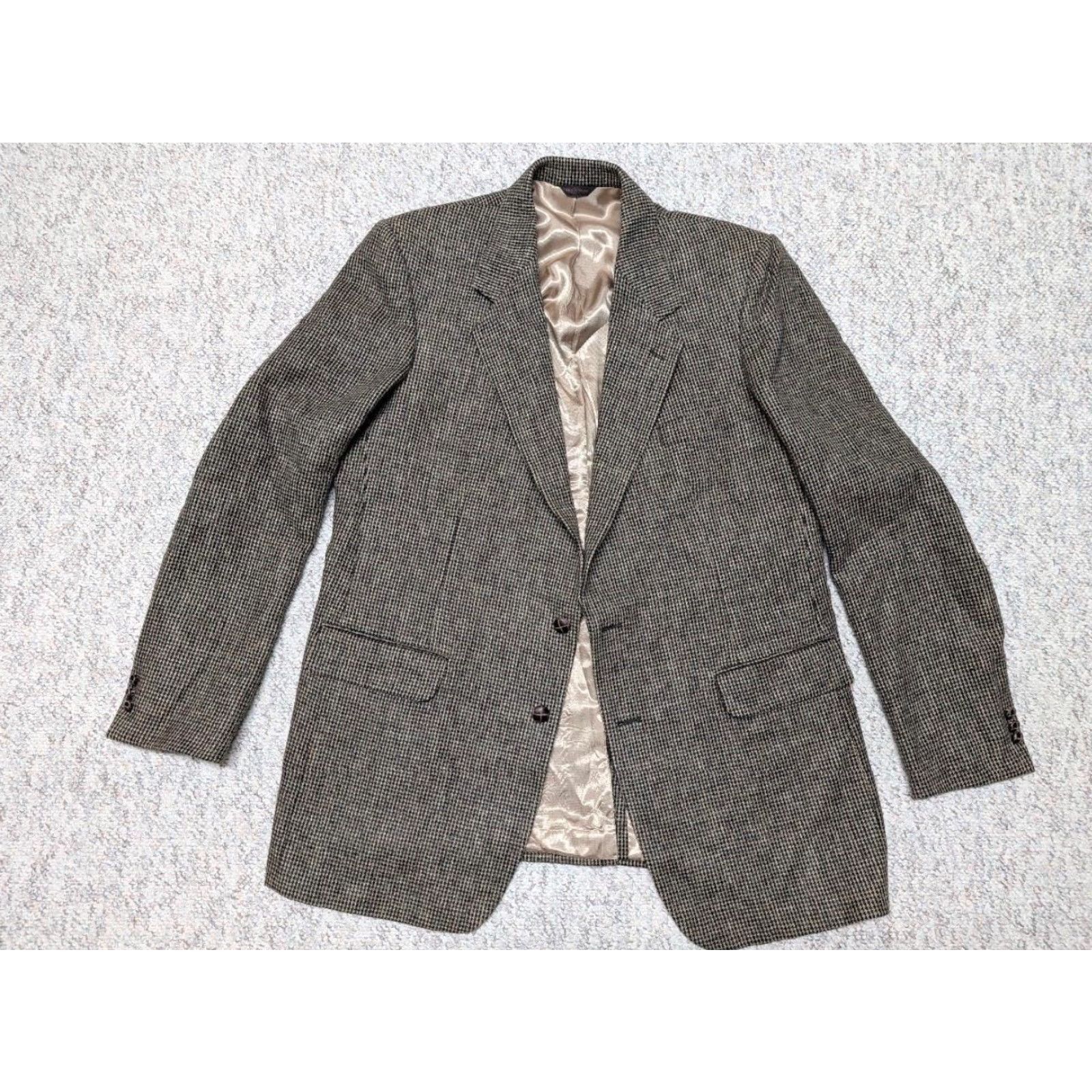 Vintage VINTAGE Tweed blazer Mens 46XL Donegal brown wool two-button notched lapel single-breasted wool blazer Size 48R - 3 Thumbnail