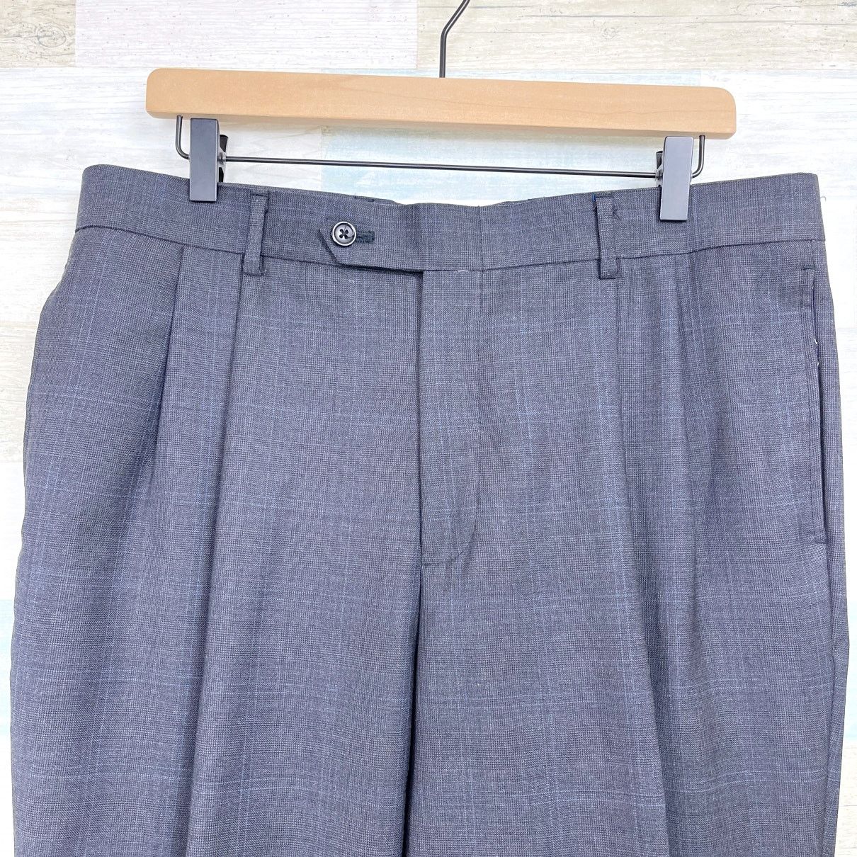 Nautica Nautica Wool Windowpane Suit Gray Two Button Mens 42L 36W Size 42L - 10 Thumbnail