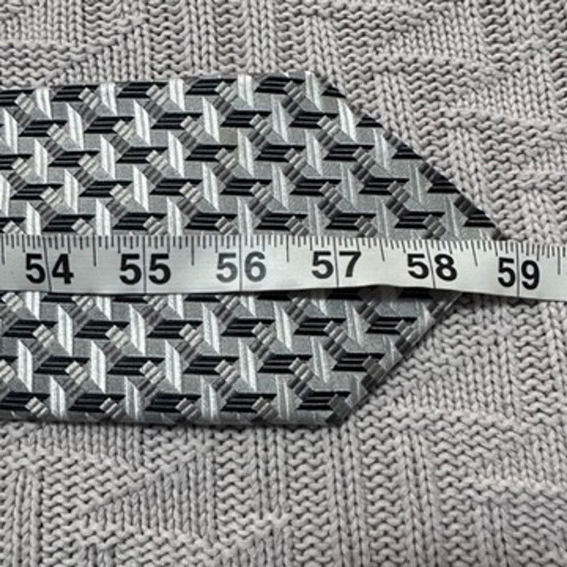 Serica Serica silver gray black geometric print Italian silk tie Size ONE SIZE - 5 Thumbnail