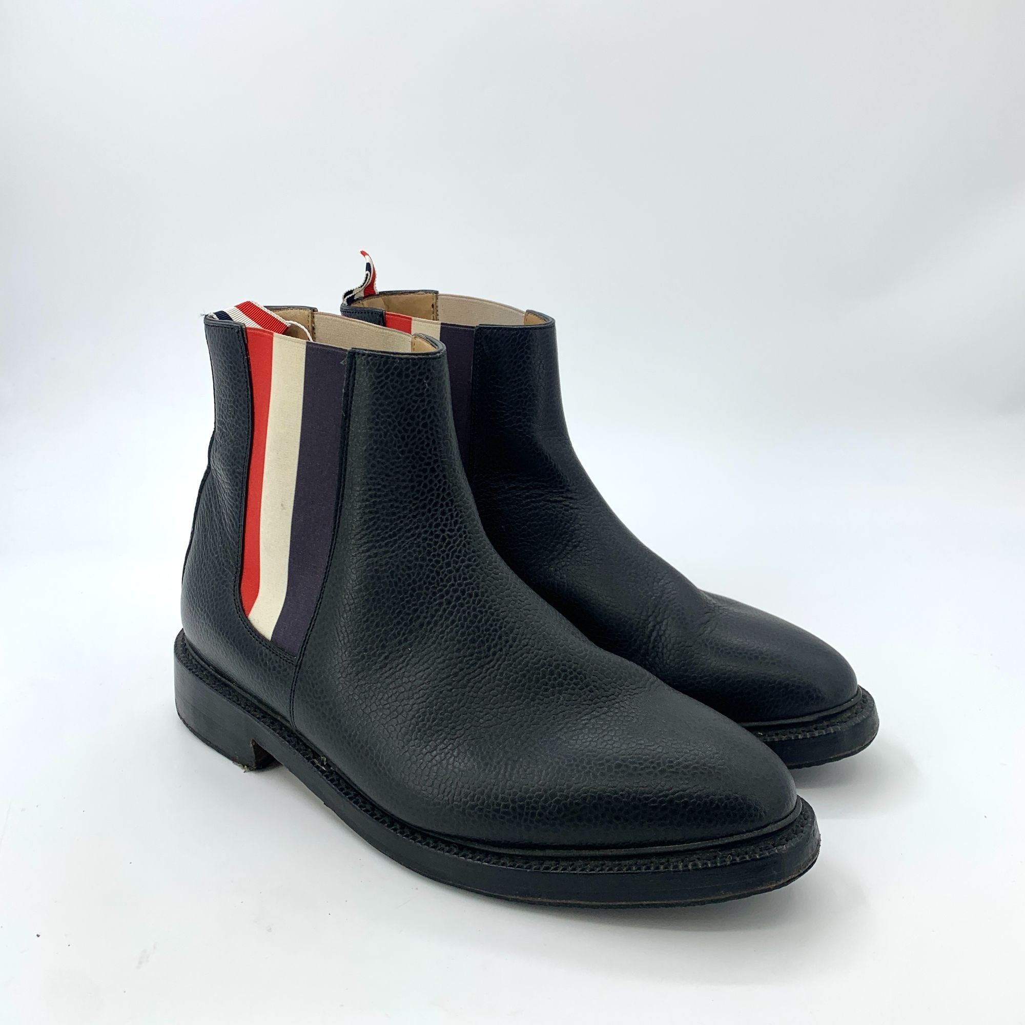 Thom Browne Thom Browne Black Striped Round-Toe Leather Chelsea Boots (S Size US 8.5 / EU 41-42 - 9 Thumbnail