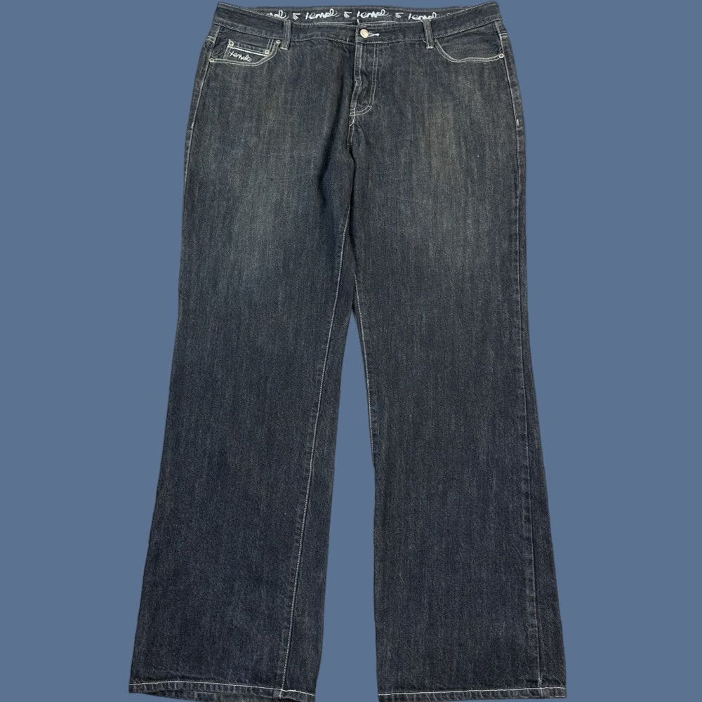 Templa VINTAGE Temple Jeans Mens 40x34 Dark Wash Wide Leg Baggy Hip Hop Button Fly Y2K Jeans Size US 40 / EU 56 - 1 Thumbnail