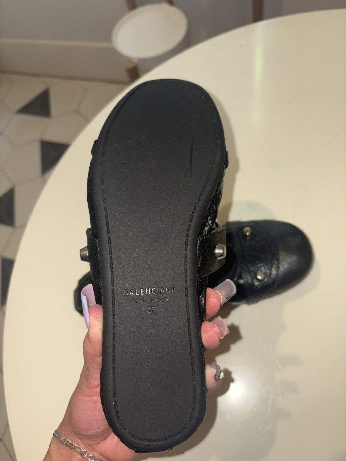 Balenciaga WOMEN’S CITY BALLERINA IN BLACK/SILVER Size US 7 / IT 37 - 2 Thumbnail