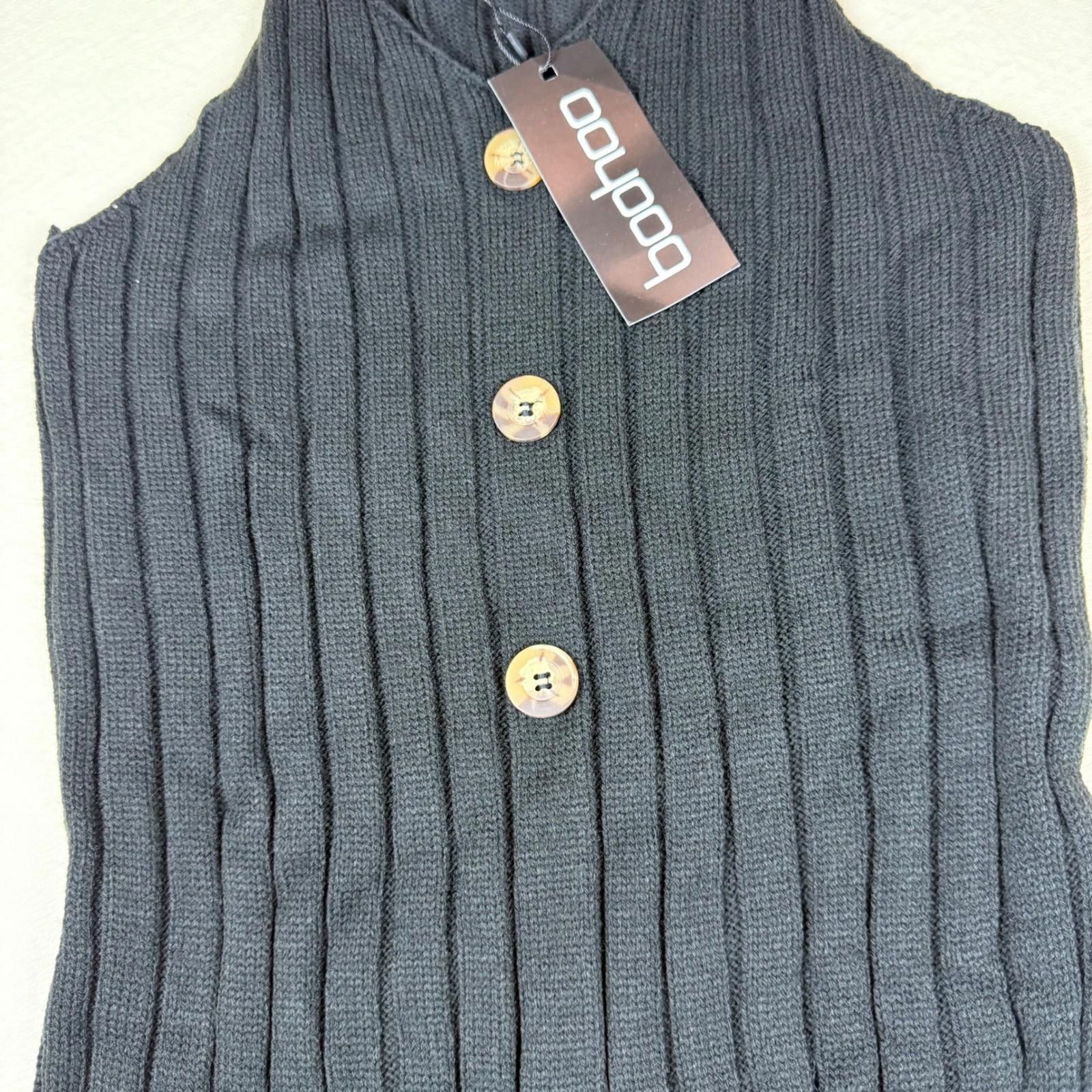 Boohoo Boohoo Womens Black Ribbed Knit Mini Dress L Bodycon Size L / US 10 / IT 46 - 6 Thumbnail