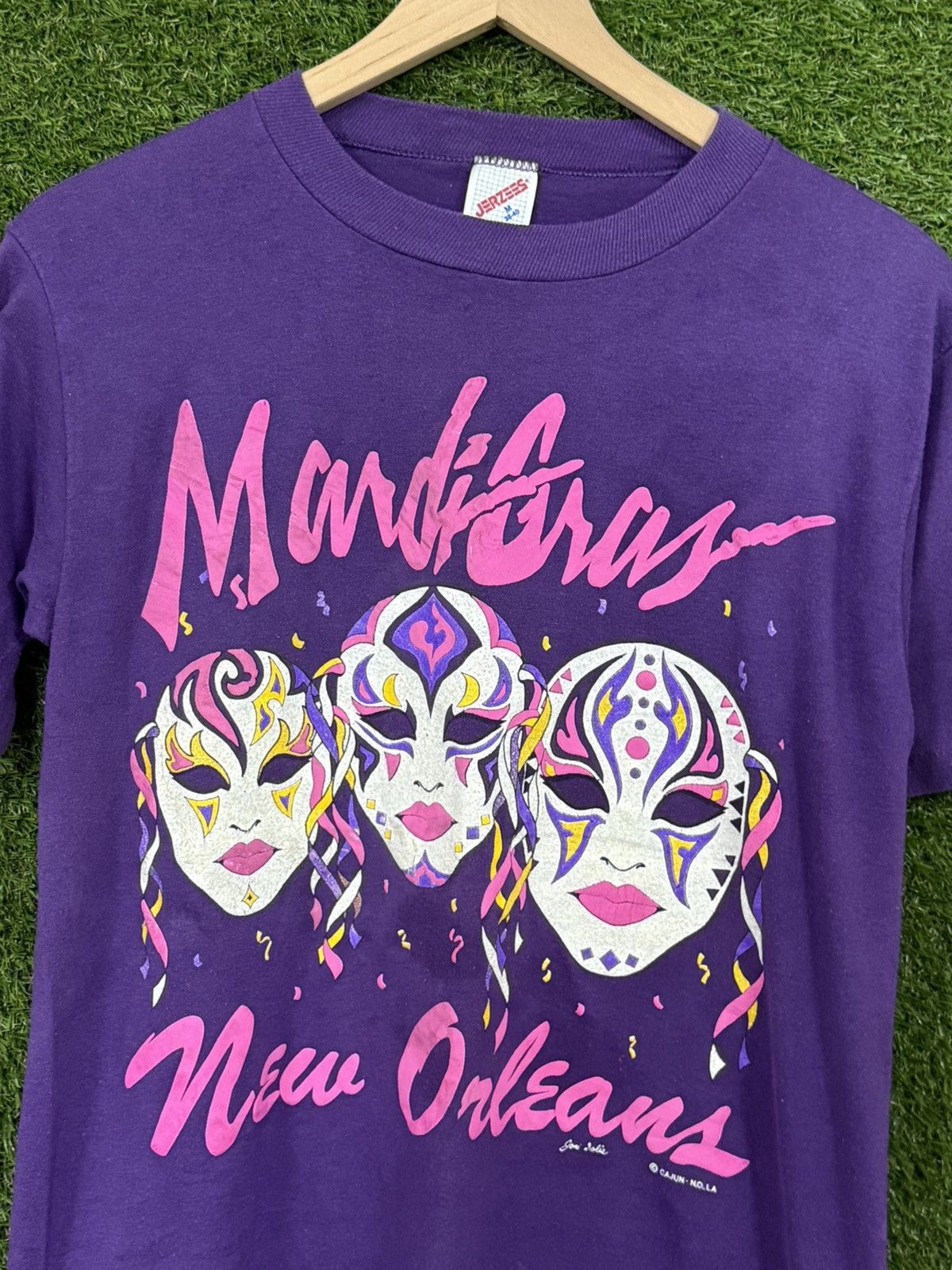 Vintage RARE Vintage Mask Drama New Orleans Purple Puff Tee Purple Size US M / EU 48-50 / 2 - 2 Thumbnail