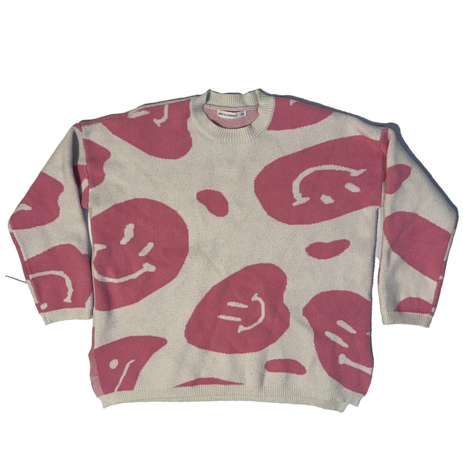 Other Moon & Madison Pink & Cream Smiley Face Sweater - XS Altar’D Size XS / US 0-2 / IT 36-38 - 1 Thumbnail