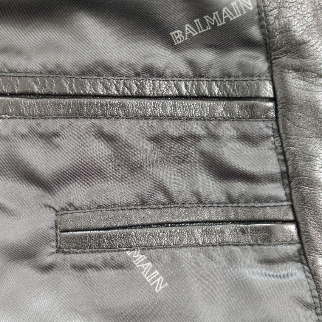 Balmain Lambskin Leather Car Coat Jacket in Black, Men's — image 6 of 6