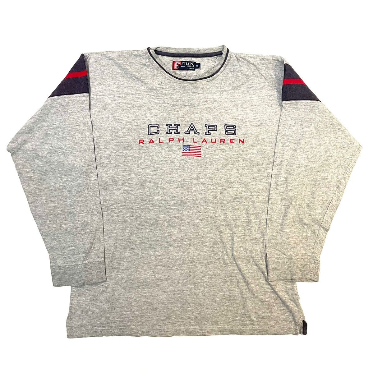 Chaps Ralph Lauren Grey Sweatshirt Longsleeve Spellout y2k