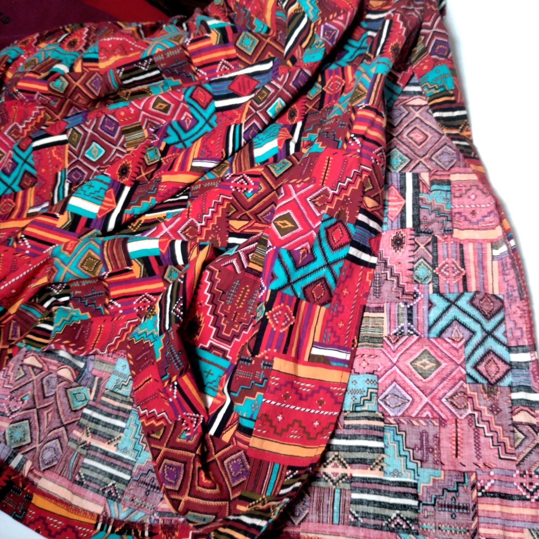 Native VINTAGE McCalls Women’s Maxi Skirt Long Patchwork Native Southwestern Geometric Casual Fall Spring Summer Winter Size 28" / US 6 / IT 42 - 6 Thumbnail