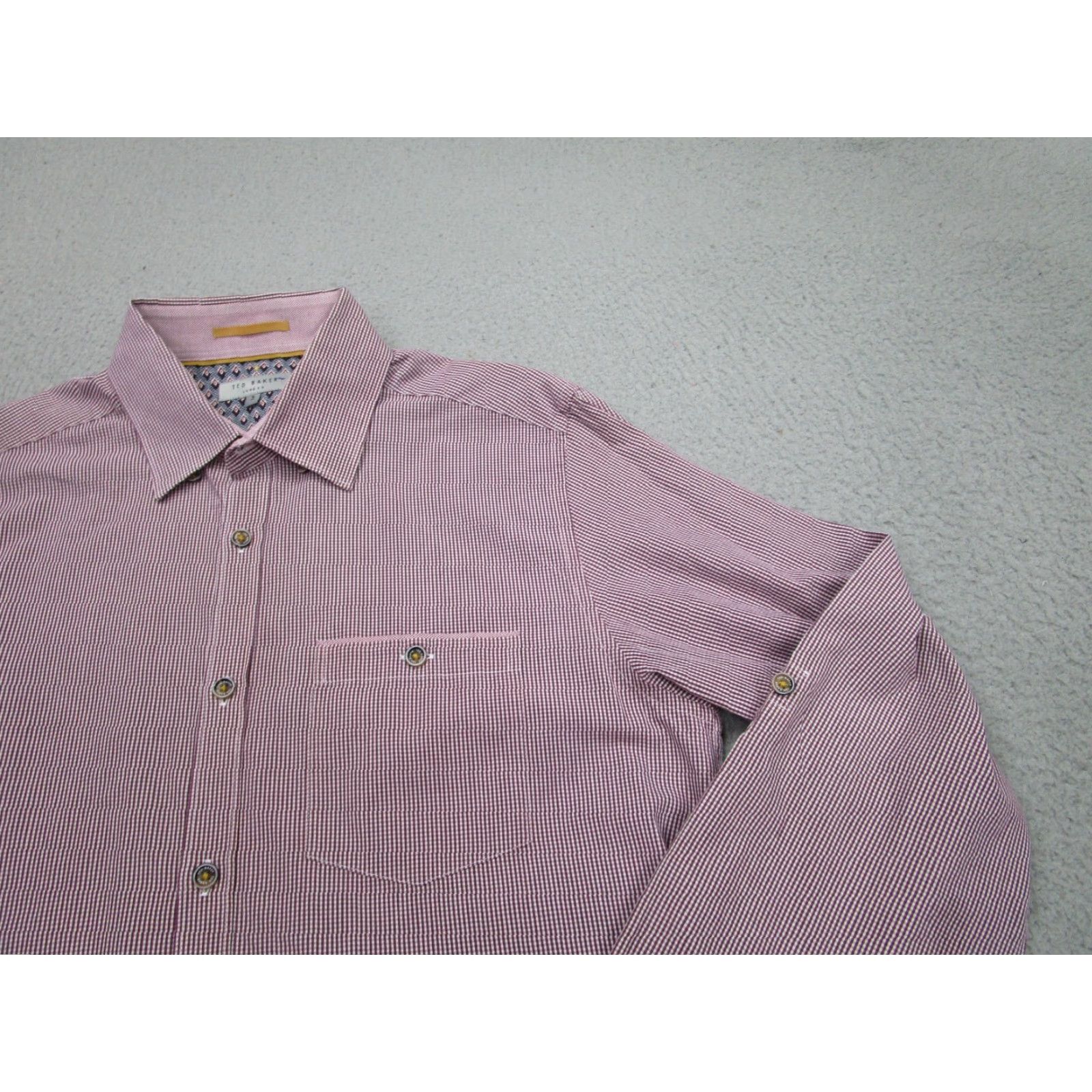 Ted Baker Ted Baker Shirt Mens Small Purple Gingham Check Button-Up Casual Classic Long Sleeve Size US S / EU 44-46 / 1 - 2 Thumbnail