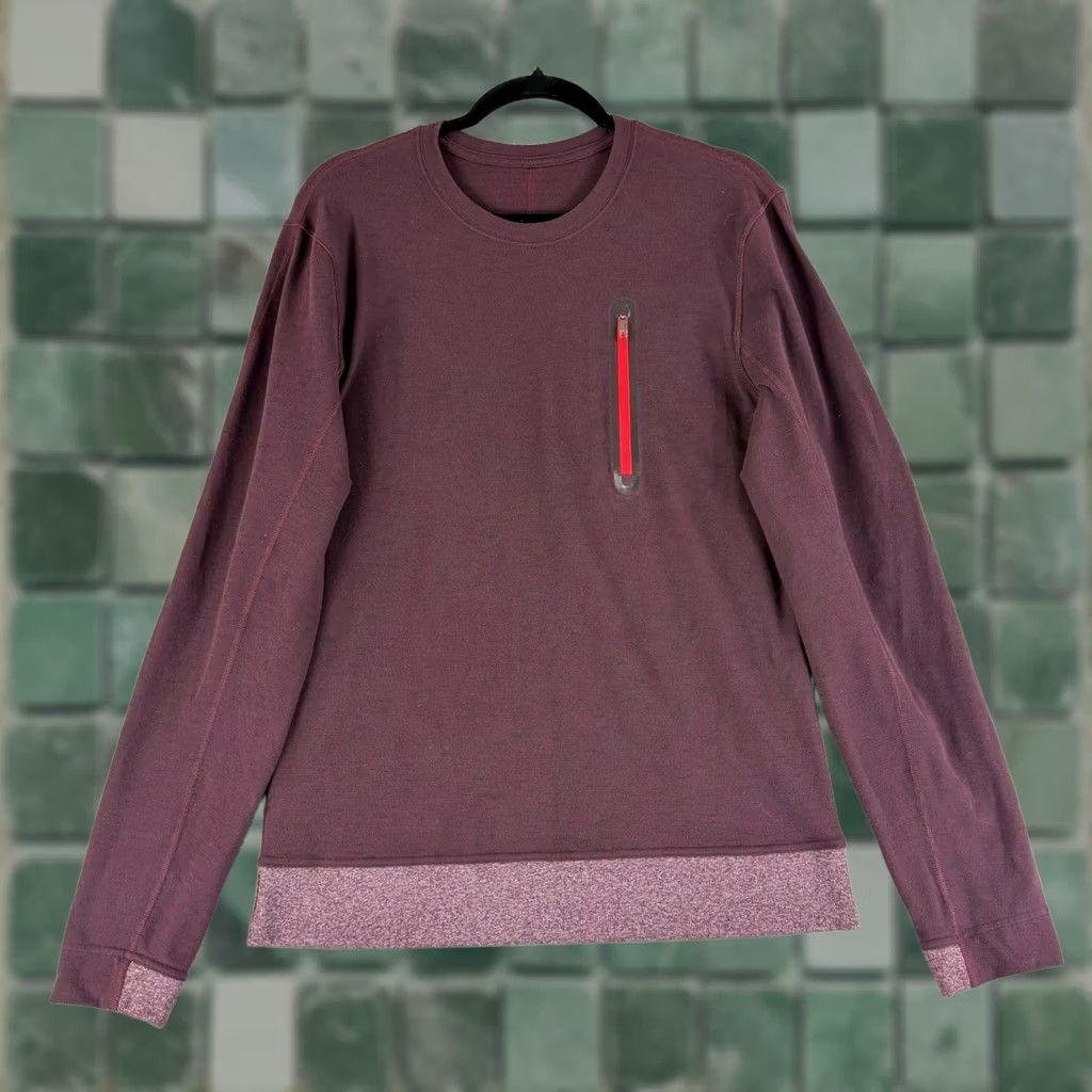 Lululemon Lululemon Sweatshirt Mens Medium Burgundy Zip Pocket Crew Neck Athletic All Seasons Size US M / EU 48-50 / 2 - 1 Thumbnail