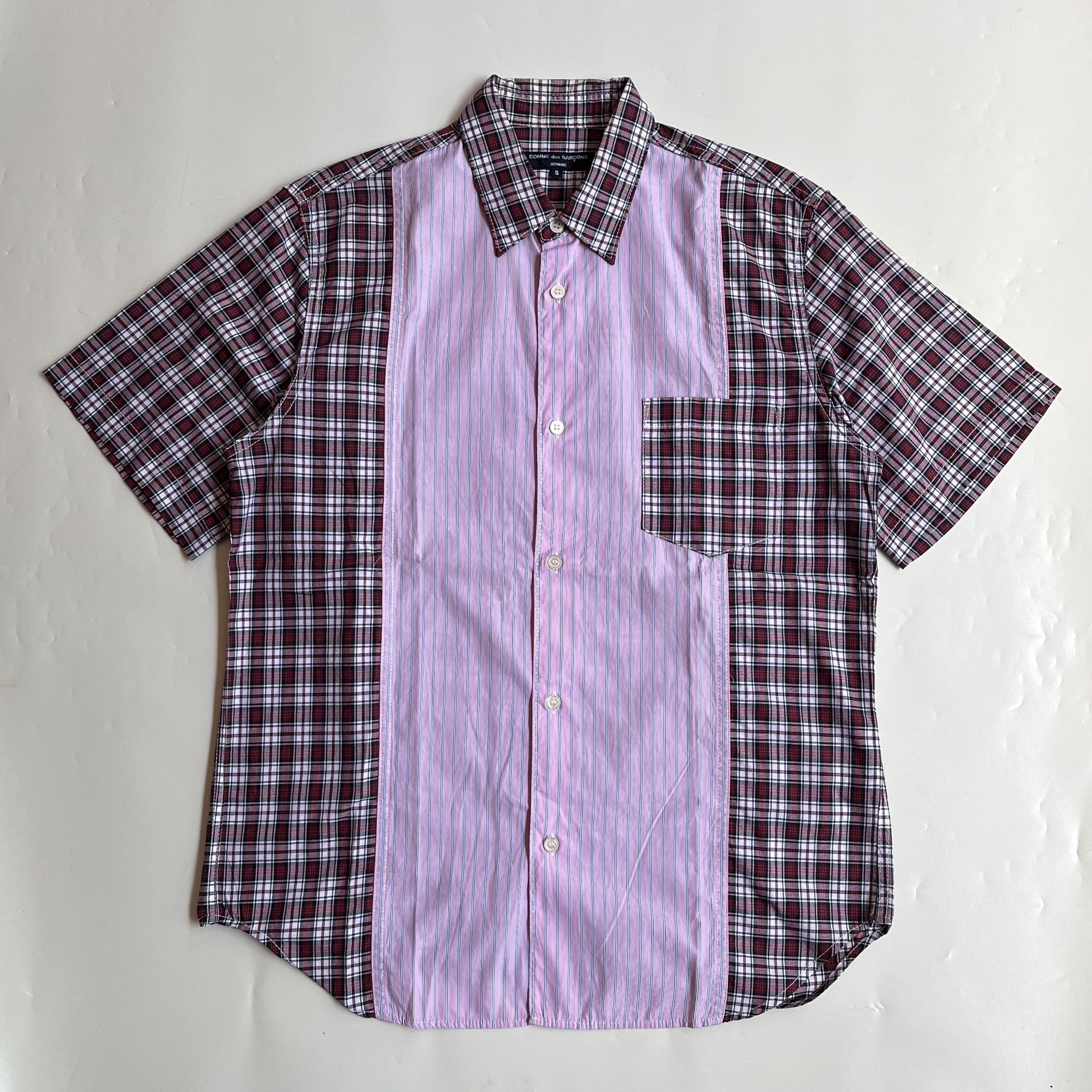image of Ss18 Comme Des Garcons Homme Plaid Hybrid Shirt, Men's (Size Small)