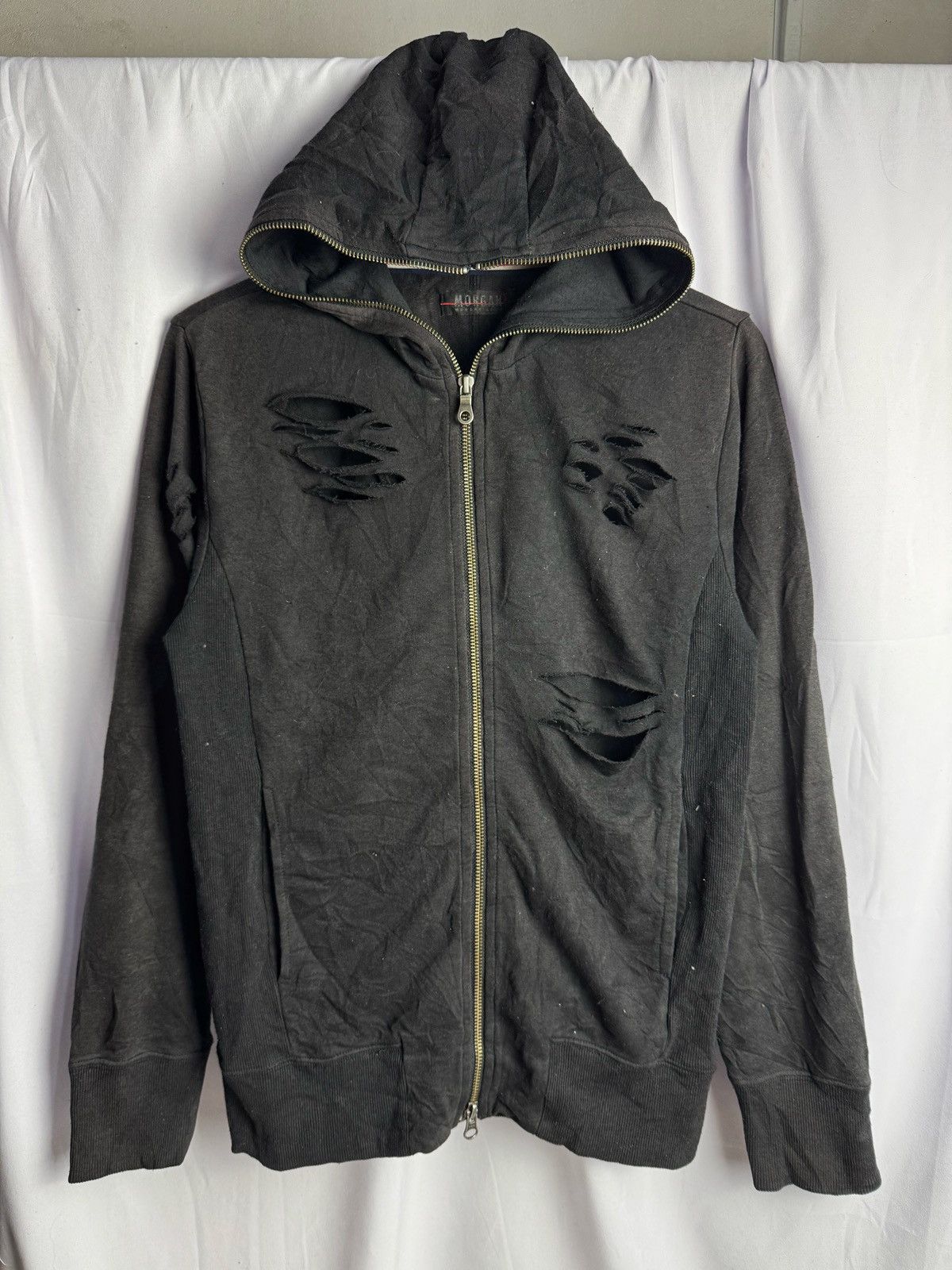 If Six Was Nine × Japanese Brand × Le Grande Bleu (L.G.B.) Morgan Homme Distressed Full Ziphoodie Black Faded Size US M / EU 48-50 / 2 - 2 Thumbnail