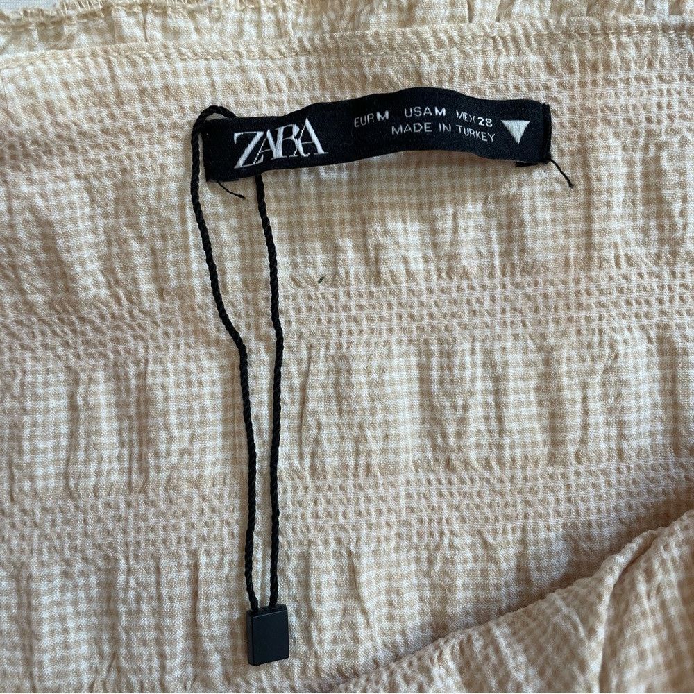 Zara New ZARA Textured Gingham Ruched Stretch Bustier Crop Top S Size M / US 6-8 / IT 42-44 - 6 Thumbnail