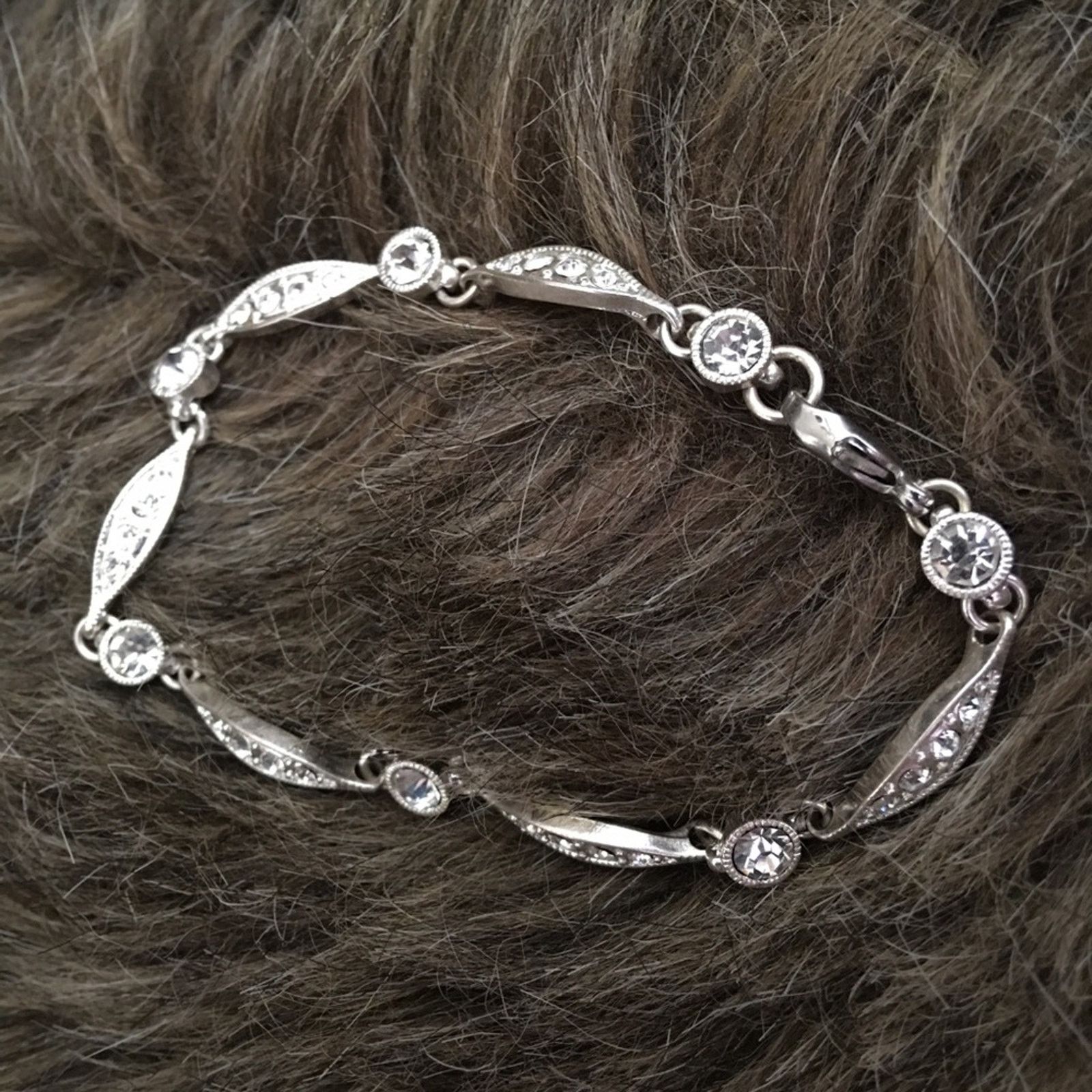 Jewelry Silver tone clear rhinestone bracelet 7.5” Size ONE SIZE - 8 Thumbnail
