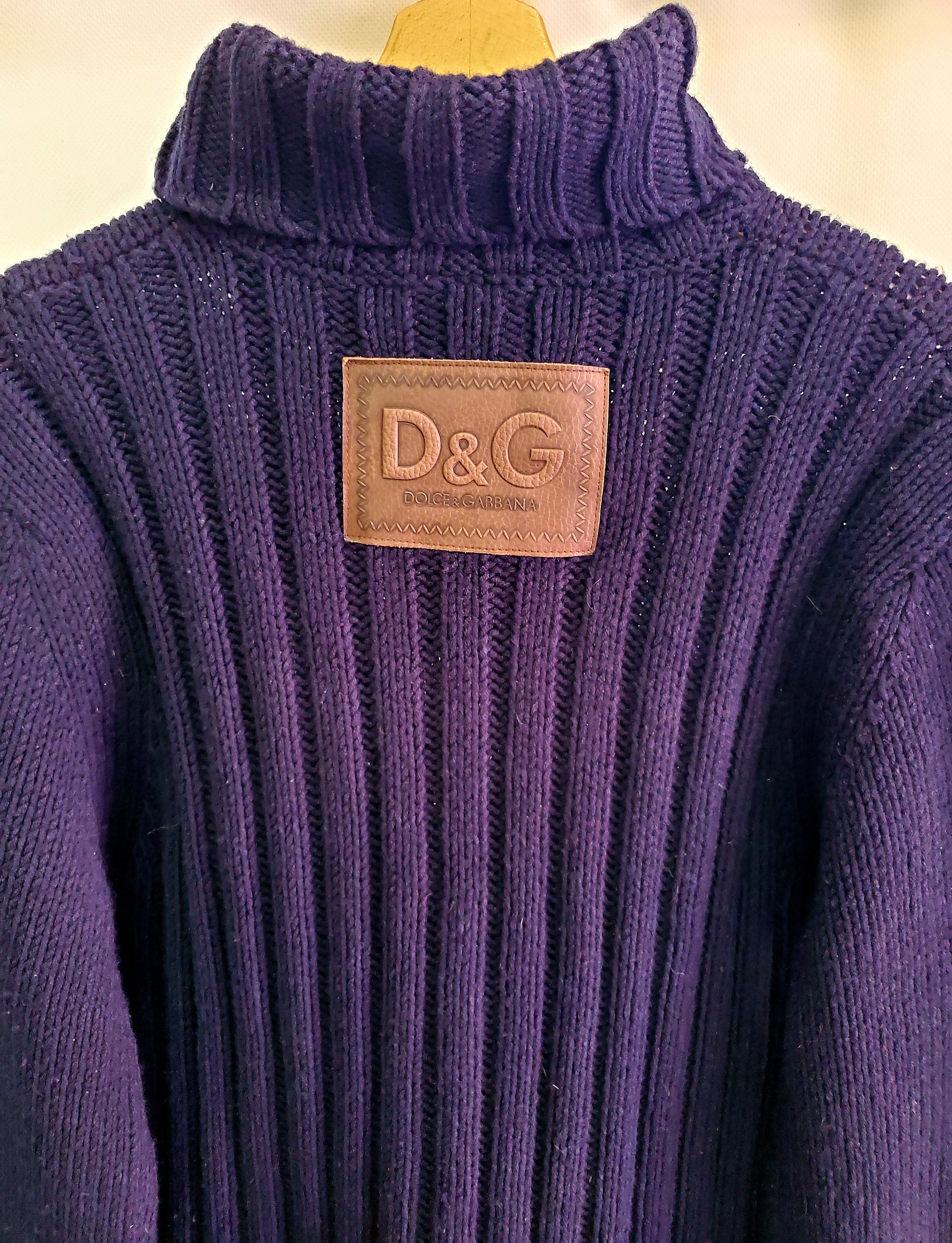 Dolce & Gabbana Dolce Gabbana Wool Turtleneck Navy Big Leather Patch Logo Size US L / EU 52-54 / 3 - 2 Thumbnail