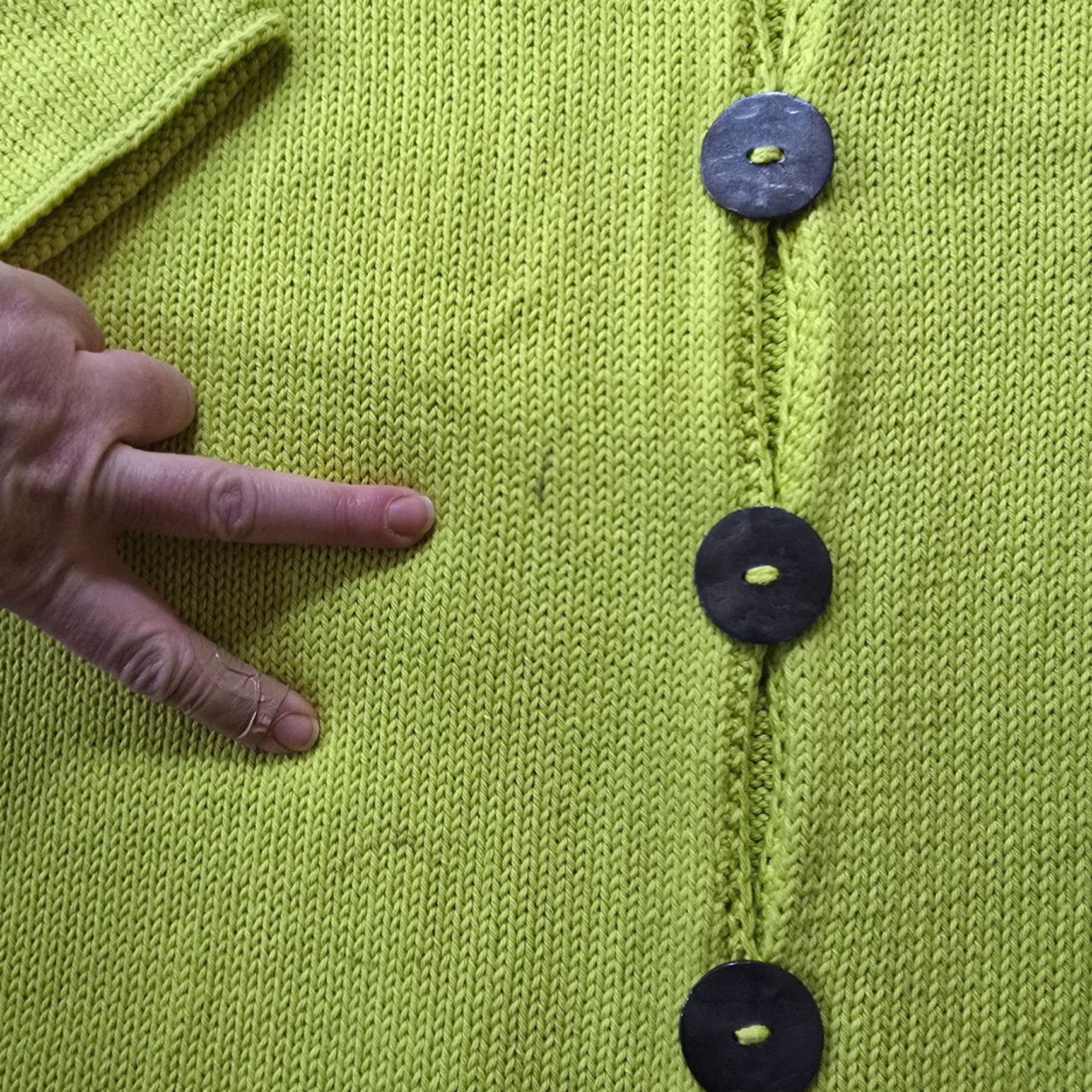 Vintage Pure Cardigan Womens XL Green HandKnit Heavy Long Sleeve Casual Bohemian Classic sweater cardigan Women Size XL / US 12-14 / IT 48-50 - 6 Thumbnail