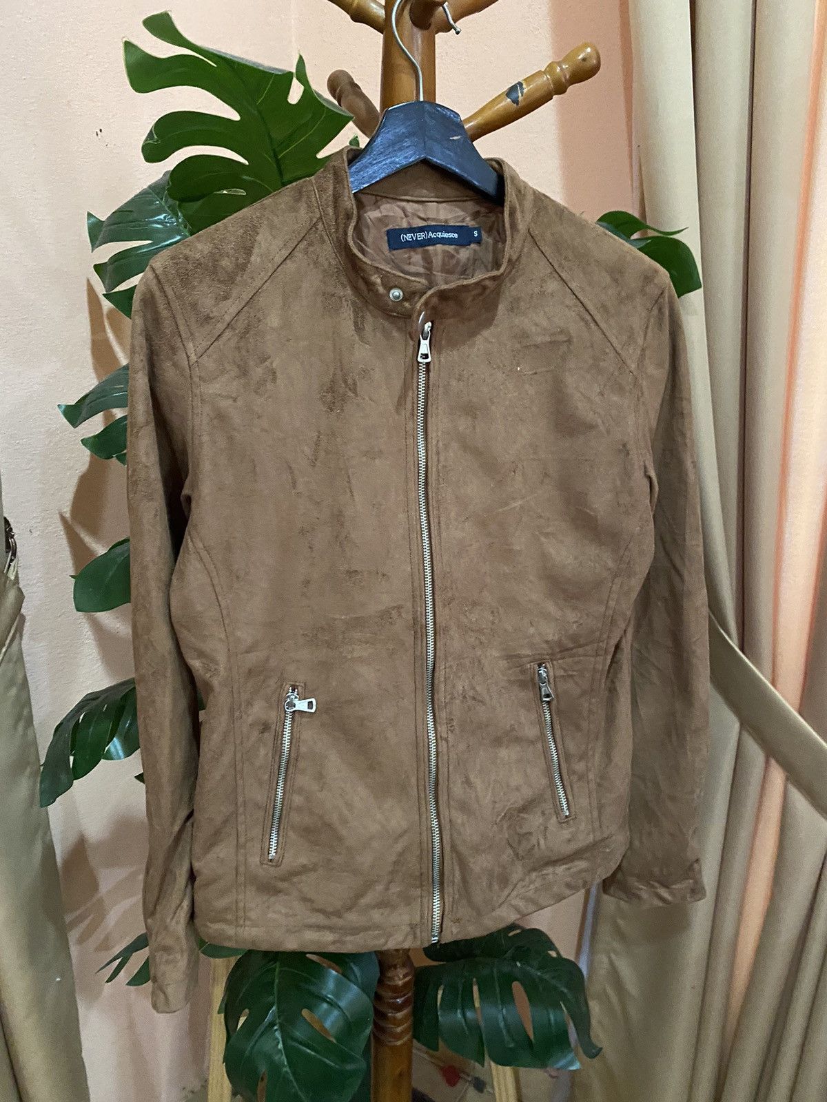 Japanese Brand NEVER Acquiesce Brown Suede Biker Jacket Faux Suede Moto Size US S / EU 44-46 / 1 - 3 Thumbnail
