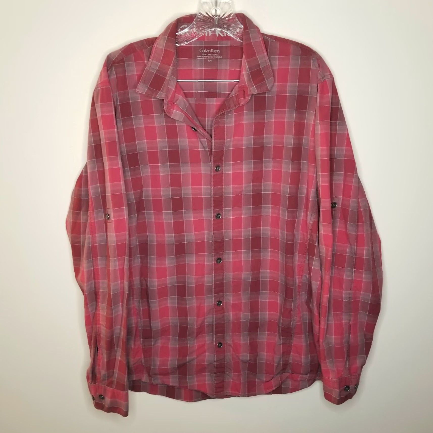 Calvin Klein Calvin Klein Mens Red Long Sleeve Button Up Size L Size US L / EU 52-54 / 3 - 2 Thumbnail
