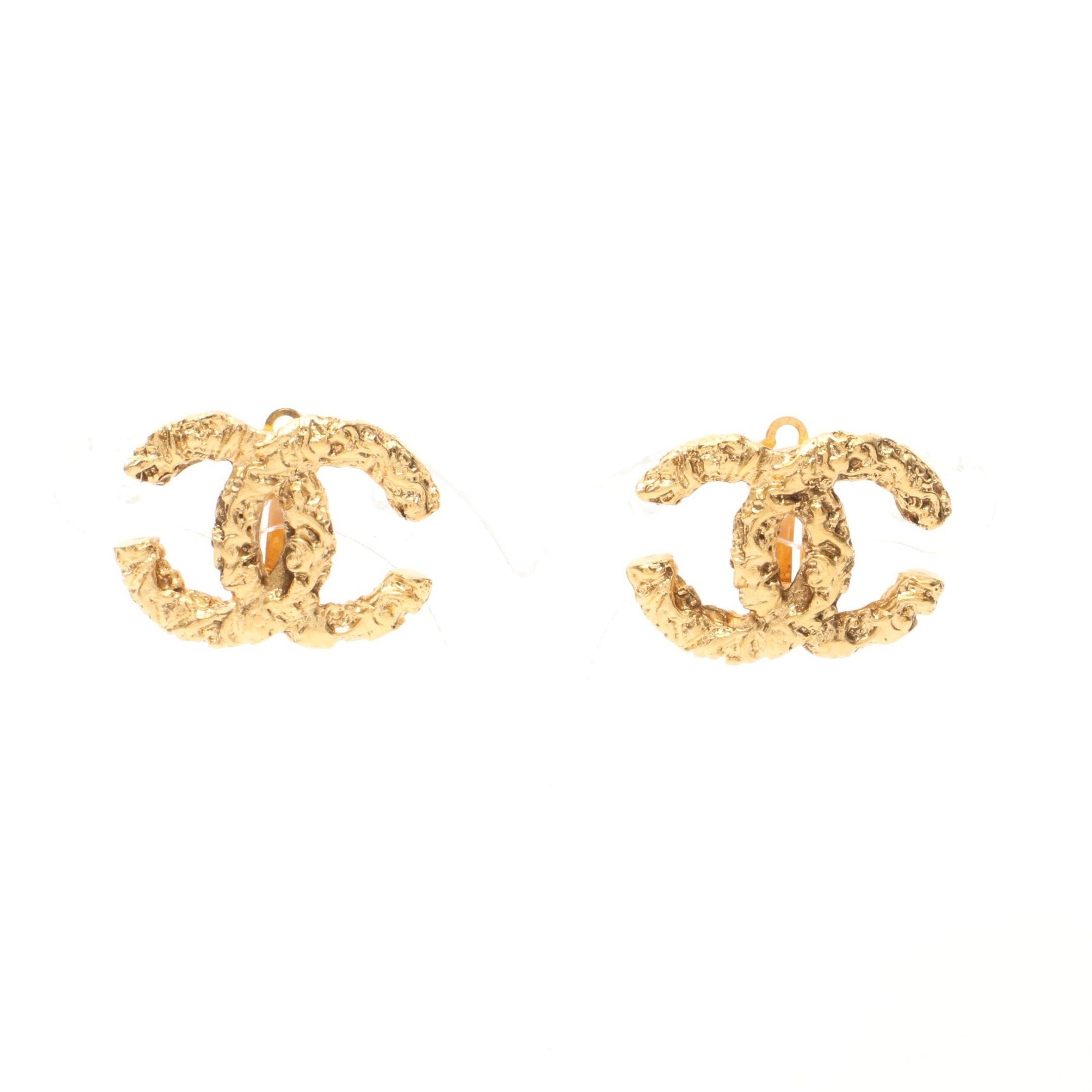 image of Chanel Coco Mark Earrings Gp Gold 93A, Women's