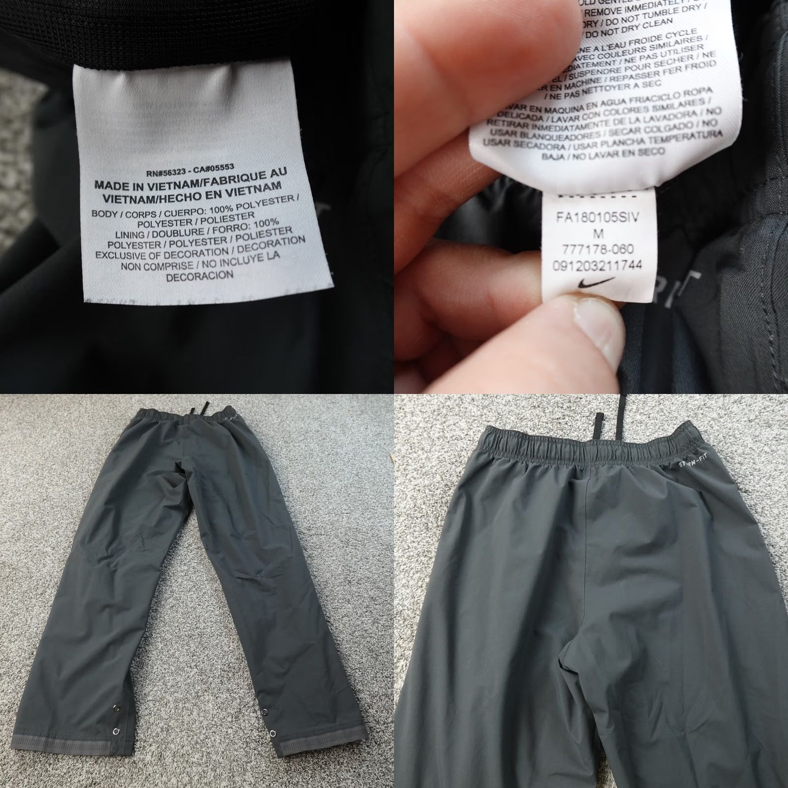 Nike Nike Pants Mens M Black Storm Waterproof Track Windbreaker Sweatpants Jogger Gym Size US 31 - 8 Thumbnail