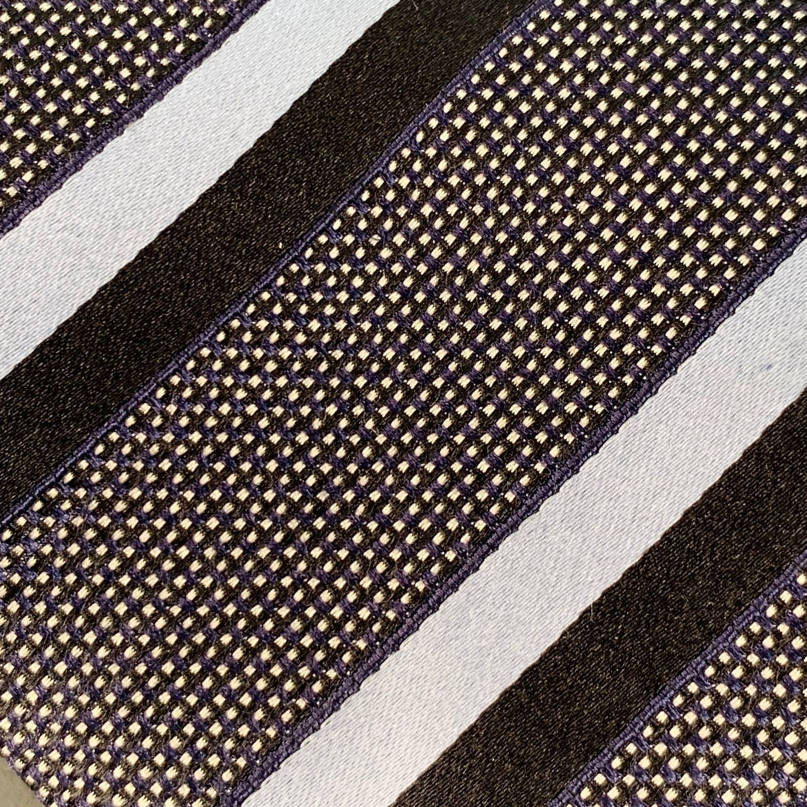 Ermenegildo Zegna Size One Size Black Blue Diagonal Stripe Silk Tie Size ONE SIZE - 2 Thumbnail