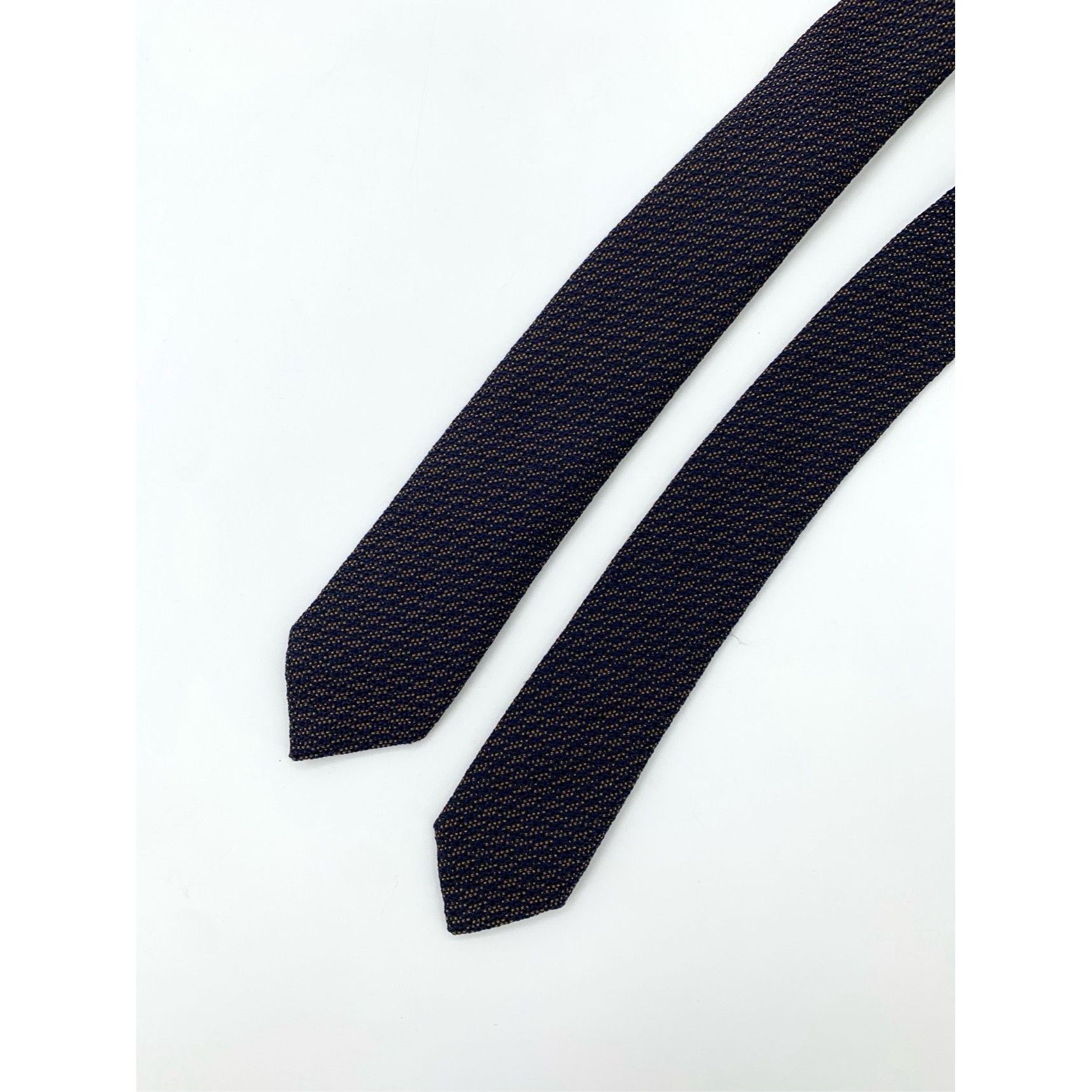 Dior Dior Navy Blue Textured Silk Mens Tie 156cm Size ONE SIZE - 4 Thumbnail
