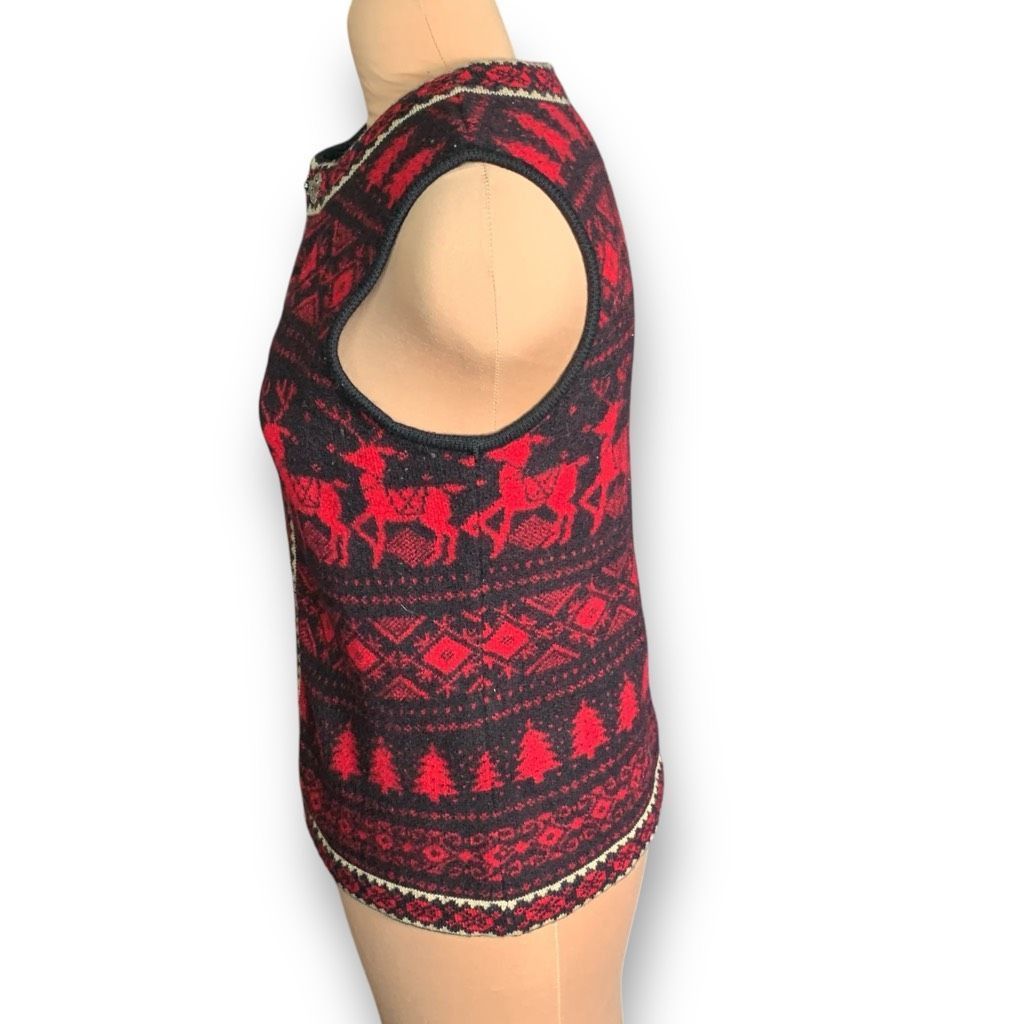 Telluride Vintage Telluride Maroon Red Black Nordic Reindeer Wool Vest Size L / US 10 / IT 46 - 4 Thumbnail