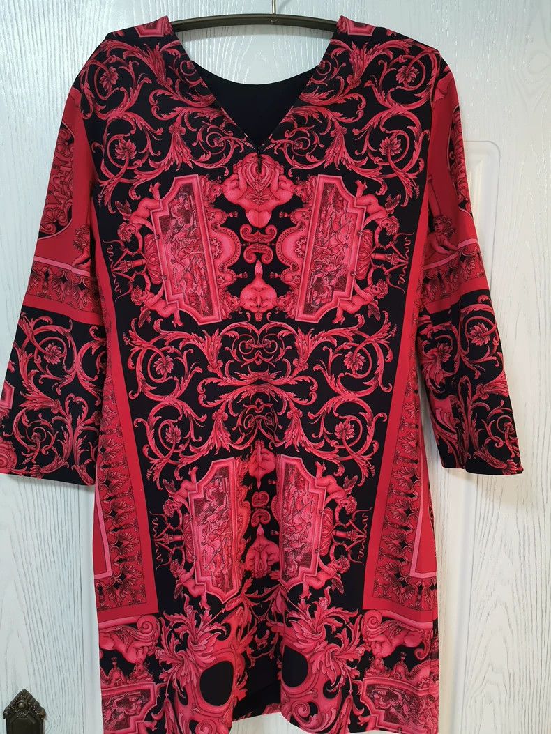 Versace Versace Printed V zero long sleeve slit straight dress Size L / US 10 / IT 46 - 3 Thumbnail