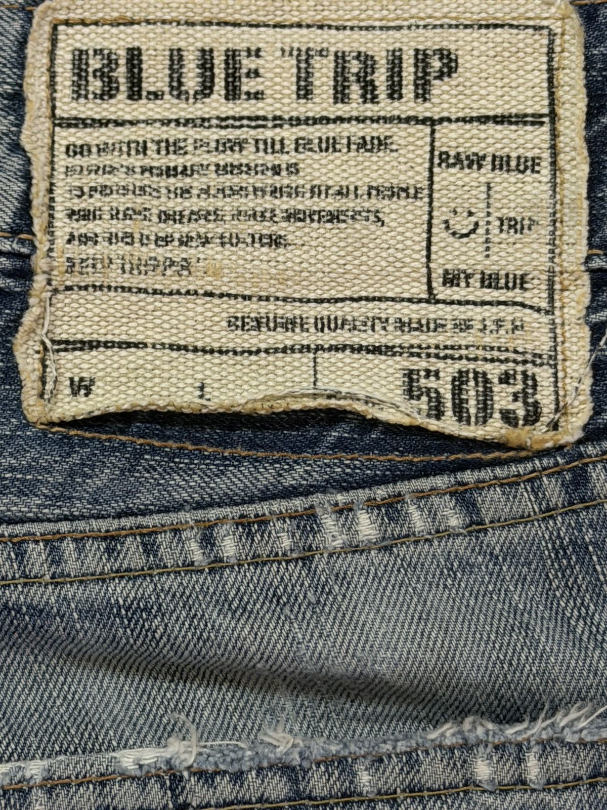 Edwin Vintage 90s Edwin 503 Blue Faded Wash Distress Straight Leg Size US 33 - 6 Thumbnail