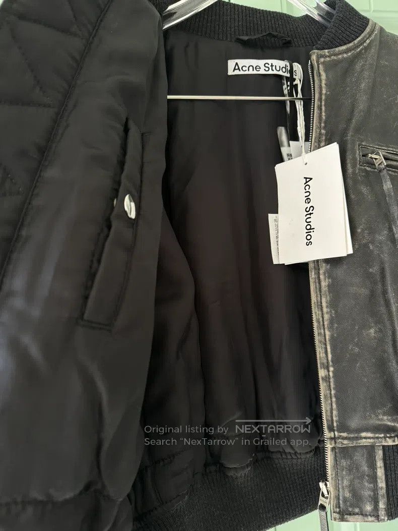 Acne Studios Acne Studios Distressed Leather Jacket, black, 100% cowhid Size XXS / US 00 / IT 34 - 6 Thumbnail