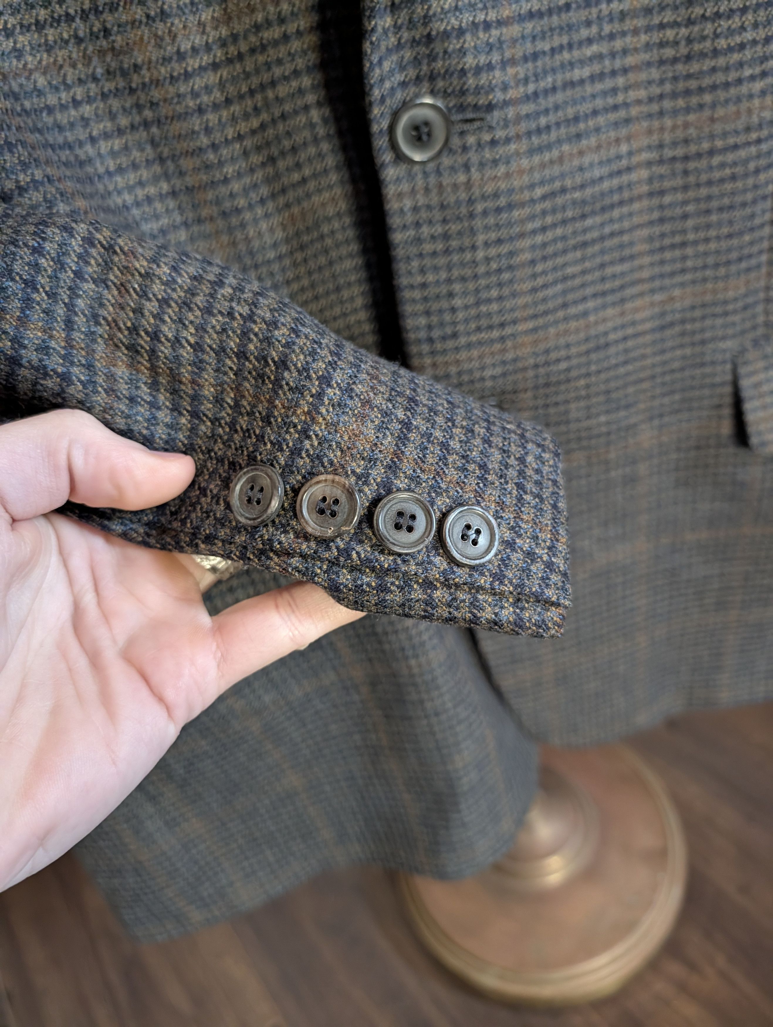Tallia Tallia di Delfino wool & cashmere Italian plaid knit jacket Size 46S - 5 Thumbnail