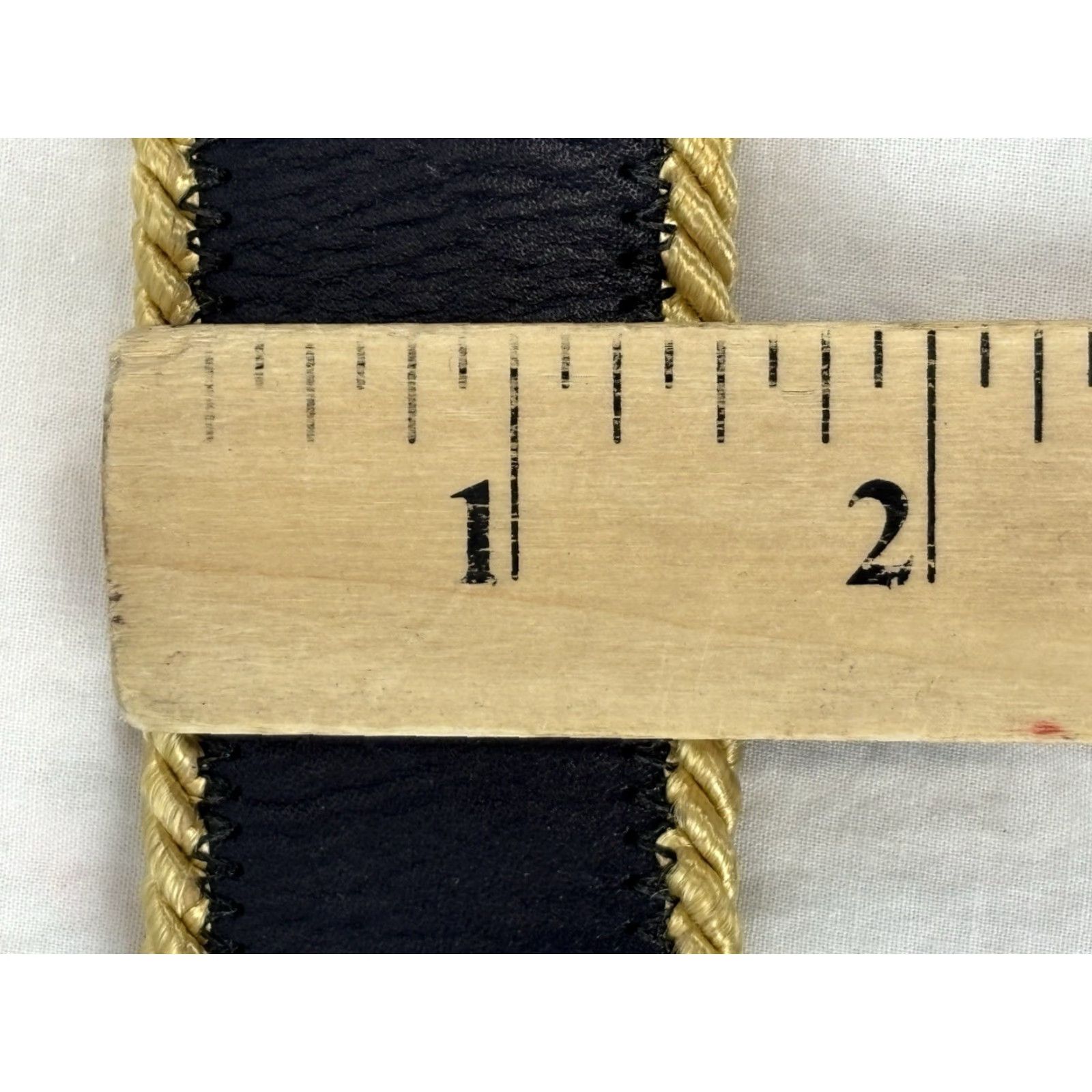 Vintage VINTAGE Joan & David Navy Calfskin Leather Belt Womens M 1.5” Gold Cord Trim Military Nautical 80s Mens Women Girls Size ONE SIZE - 5 Thumbnail
