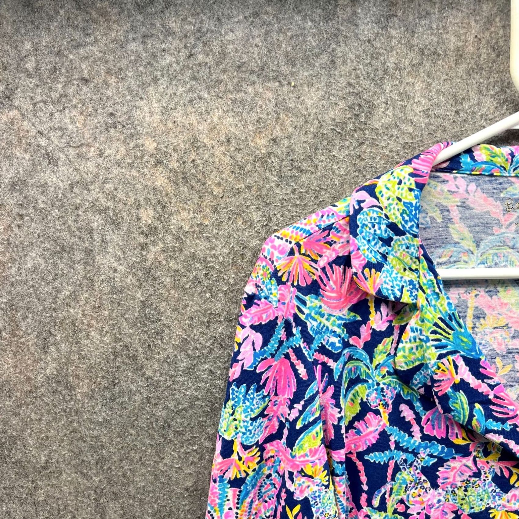 Lilly Pulitzer Lilly Pulitzer Shirt Womens S Pink Blue Button Down Pajama Knit Floral Long Size S / US 4 / IT 40 - 7 Thumbnail