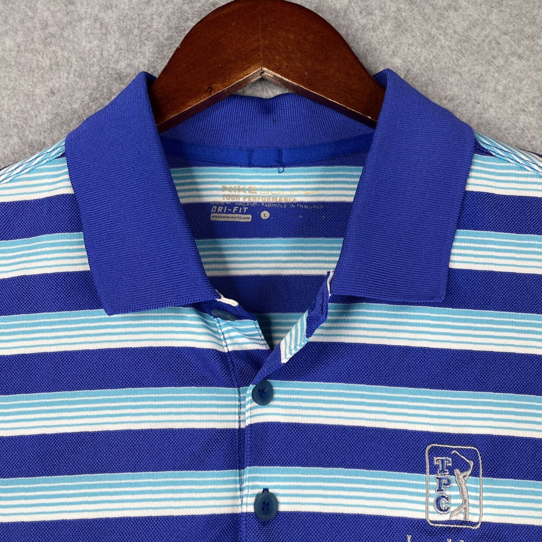 Nike Nike Golf Tour Performance Polo Shirt Mens L Blue Striped Size US L / EU 52-54 / 3 - 4 Thumbnail