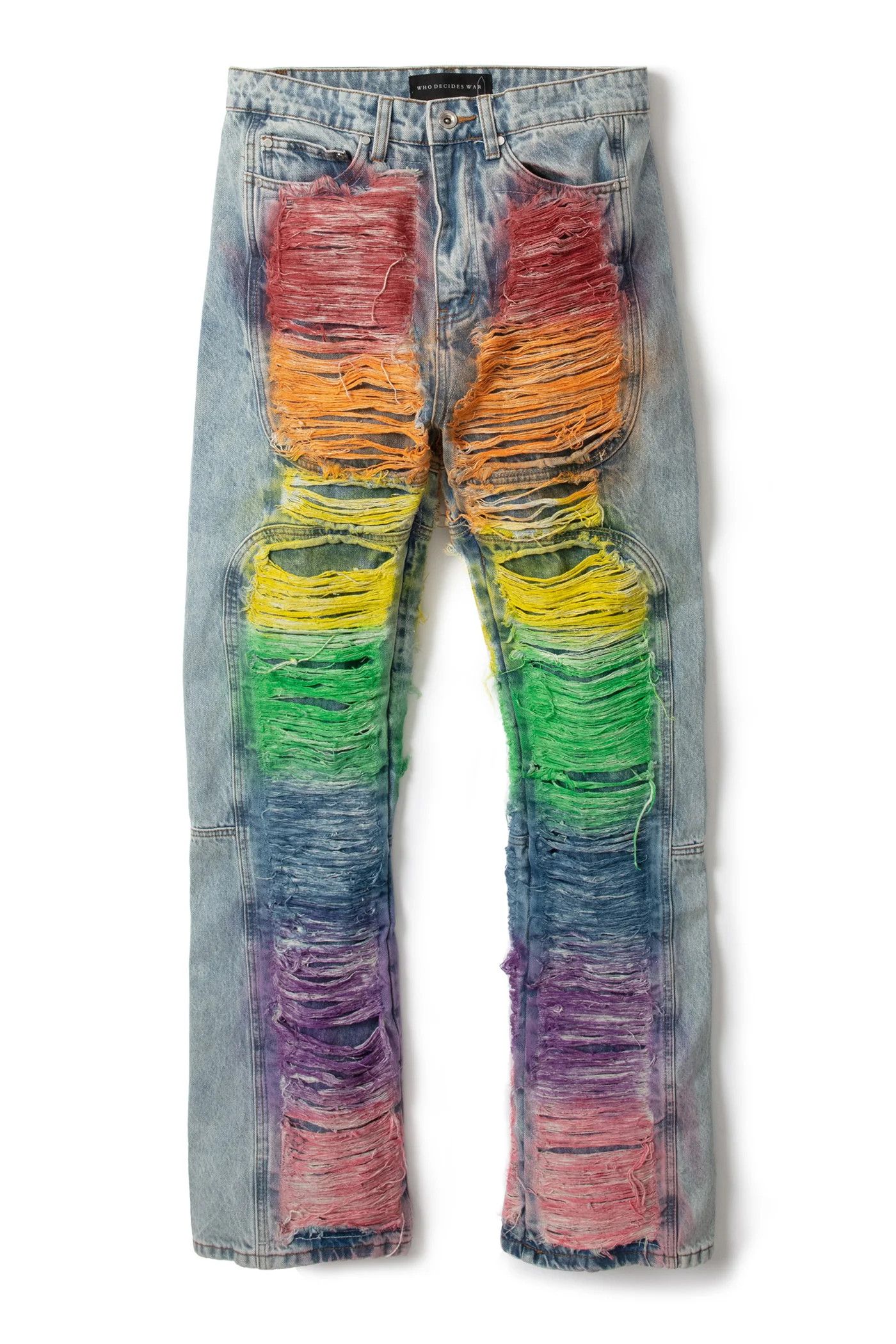 Who Decides War o1gr1nt0525 Roygbiv Distressed Signature Denim in Sky/Multi Size US 36 / EU 52 - 1 Thumbnail