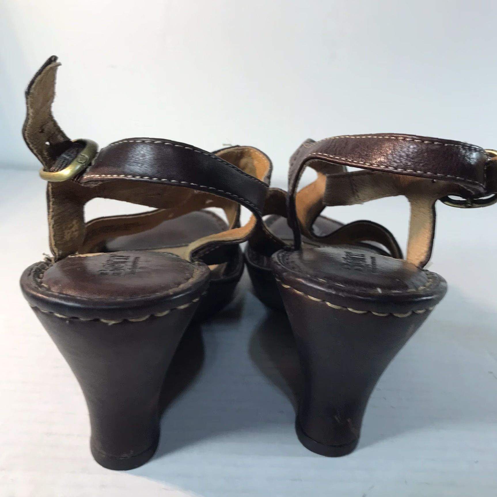 Born VINTAGE Børn Leather Wedge Sandals Womens Size 8 Open Toe Strappy Summer Casual Heel Shoes Size US 8 / IT 38 - 7 Thumbnail