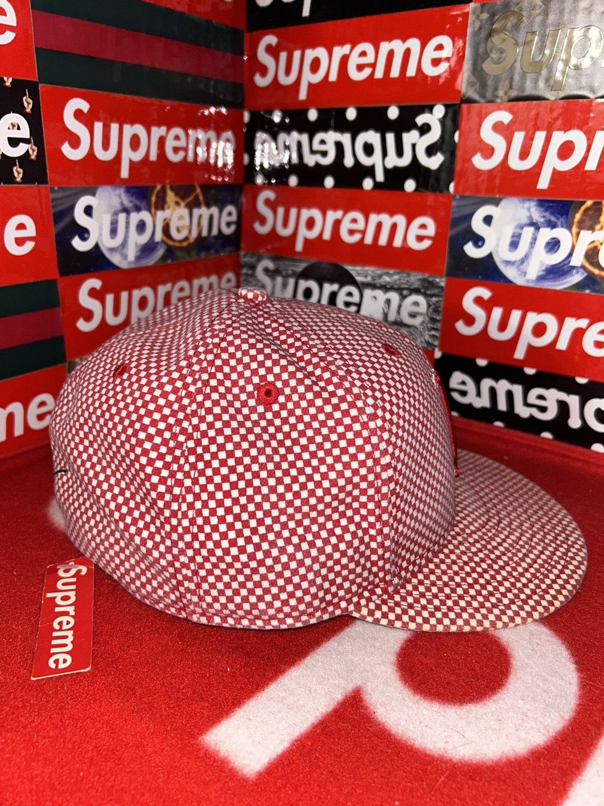 Supreme Supreme 2004 LA Checkered New Era Cap 7 5/8 Vintage RARE HAT Size ONE SIZE - 2 Thumbnail