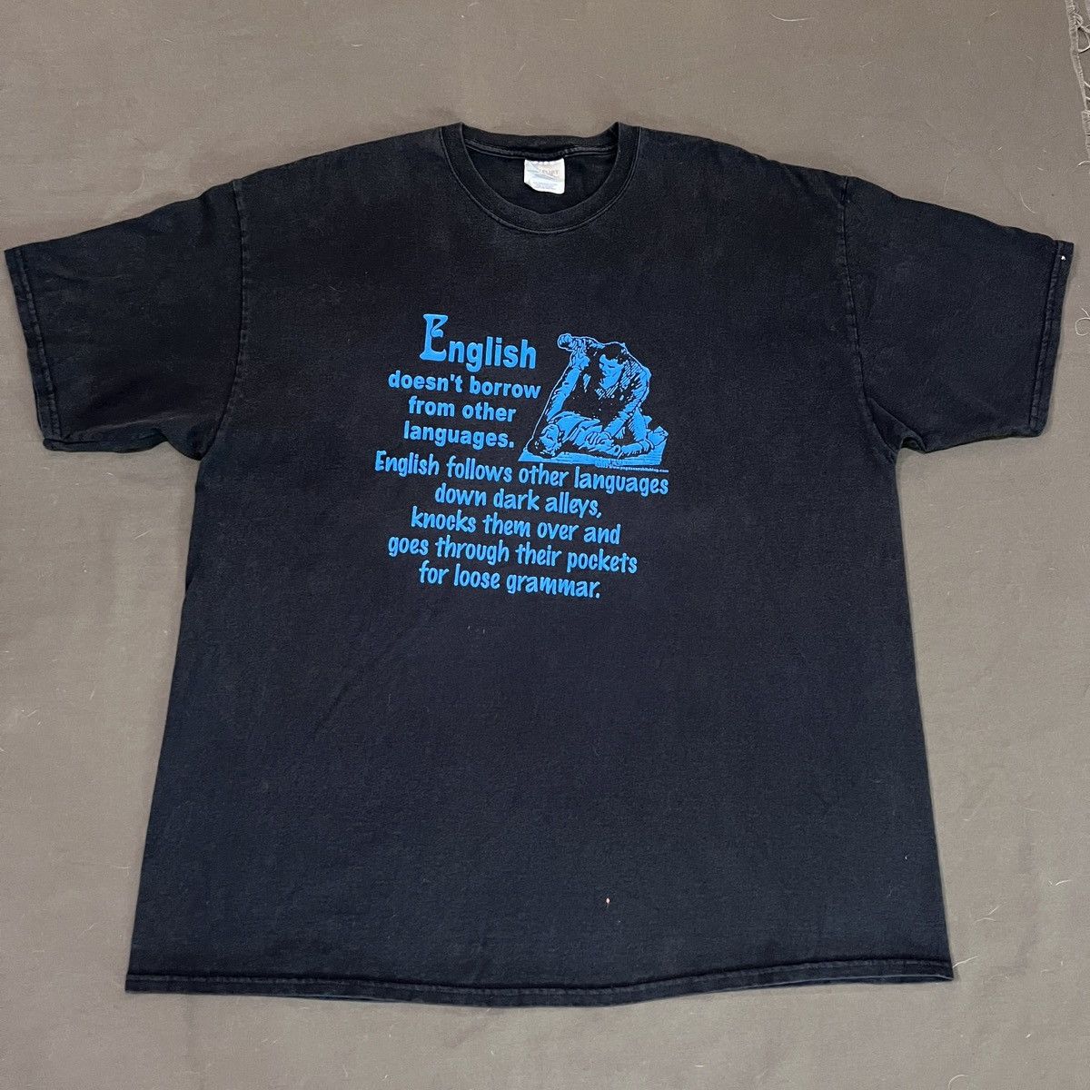 Vintage Vtg. English doesn't borrow from other languages Tee Faded Size US XXL / EU 58 / 5 - 2 Thumbnail