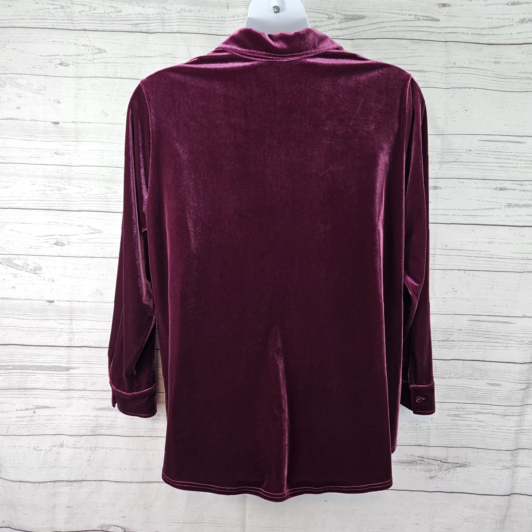 Soft Surroundings Soft Surroundings Velvet Button-Up Top Womens Sz 1X Dark Raspberry Long Sleeve Tunic Size XL / US 12-14 / IT 48-50 - 3 Thumbnail