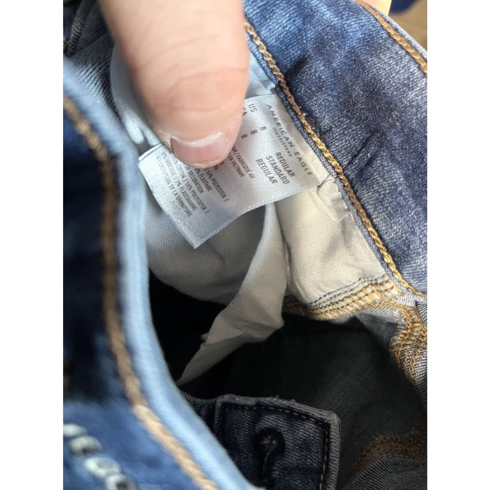 American Eagle Outfitters American Eagle Next Level Stretch Hi-Rise Jegging Pants Size 8 Regular Blue Corduroy Womens Distressed Size 30" / US 8 / IT 44 - 7 Thumbnail
