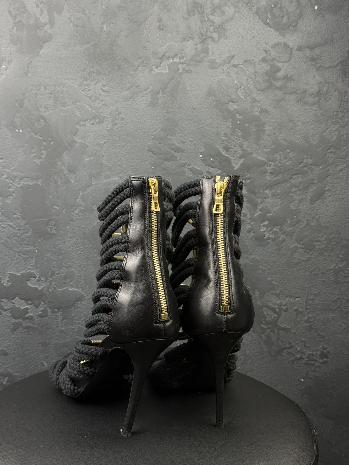 Balmain Balmain H&M Black Gladiator Rope High Heel Women Shoes Size US 9 / IT 39 - 3 Thumbnail