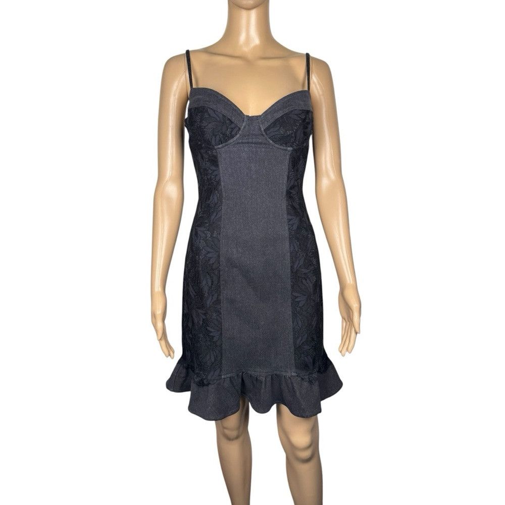 Guess NWT New $168 Guess Lelly Black Denim Mini Dress Size XS Size XS / US 0-2 / IT 36-38 - 3 Thumbnail