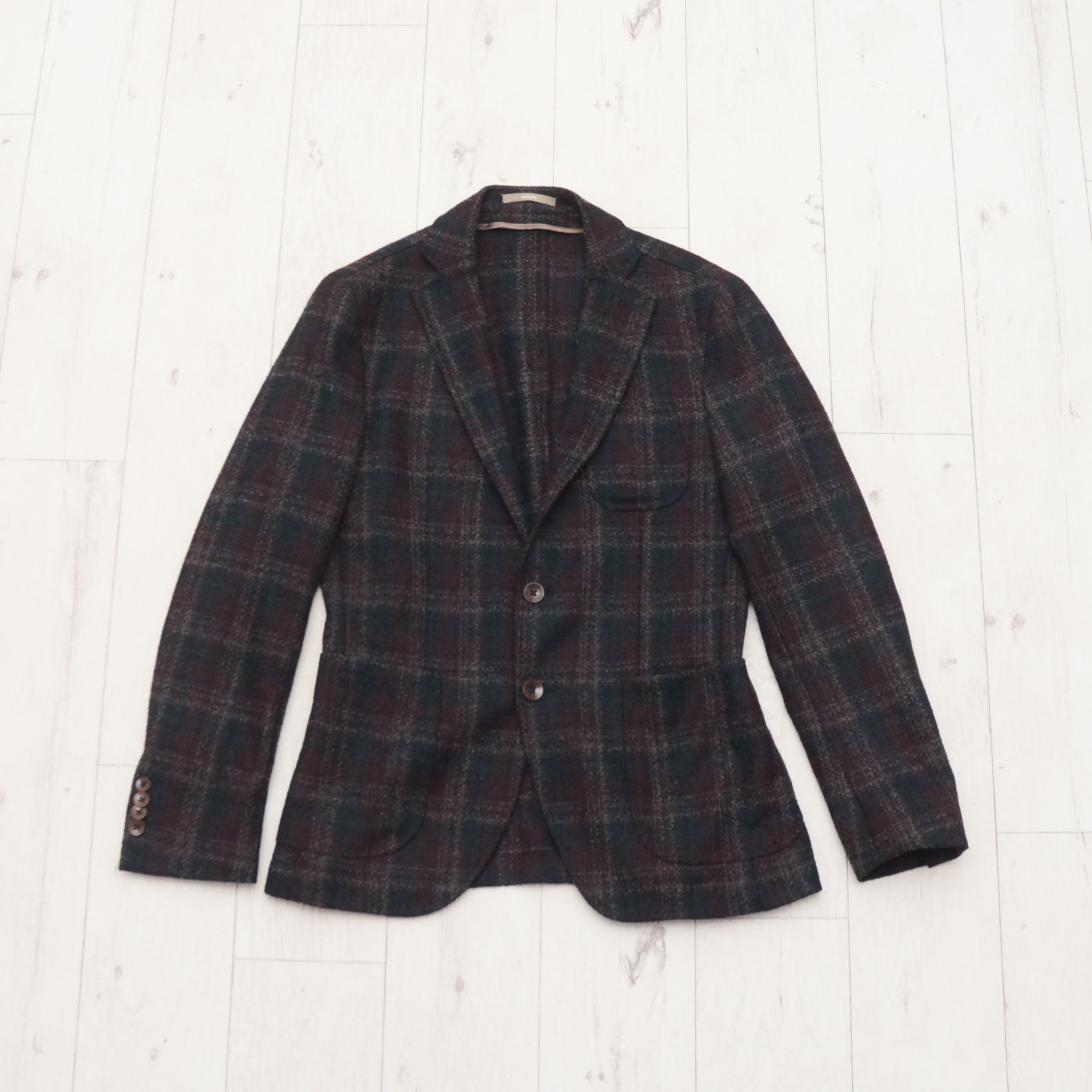 Designer × Paoloni PAOLONI CASUAL MEN BLAZER Tweed Check SLIM WOOL Sport Coat Size 36R - 2 Thumbnail