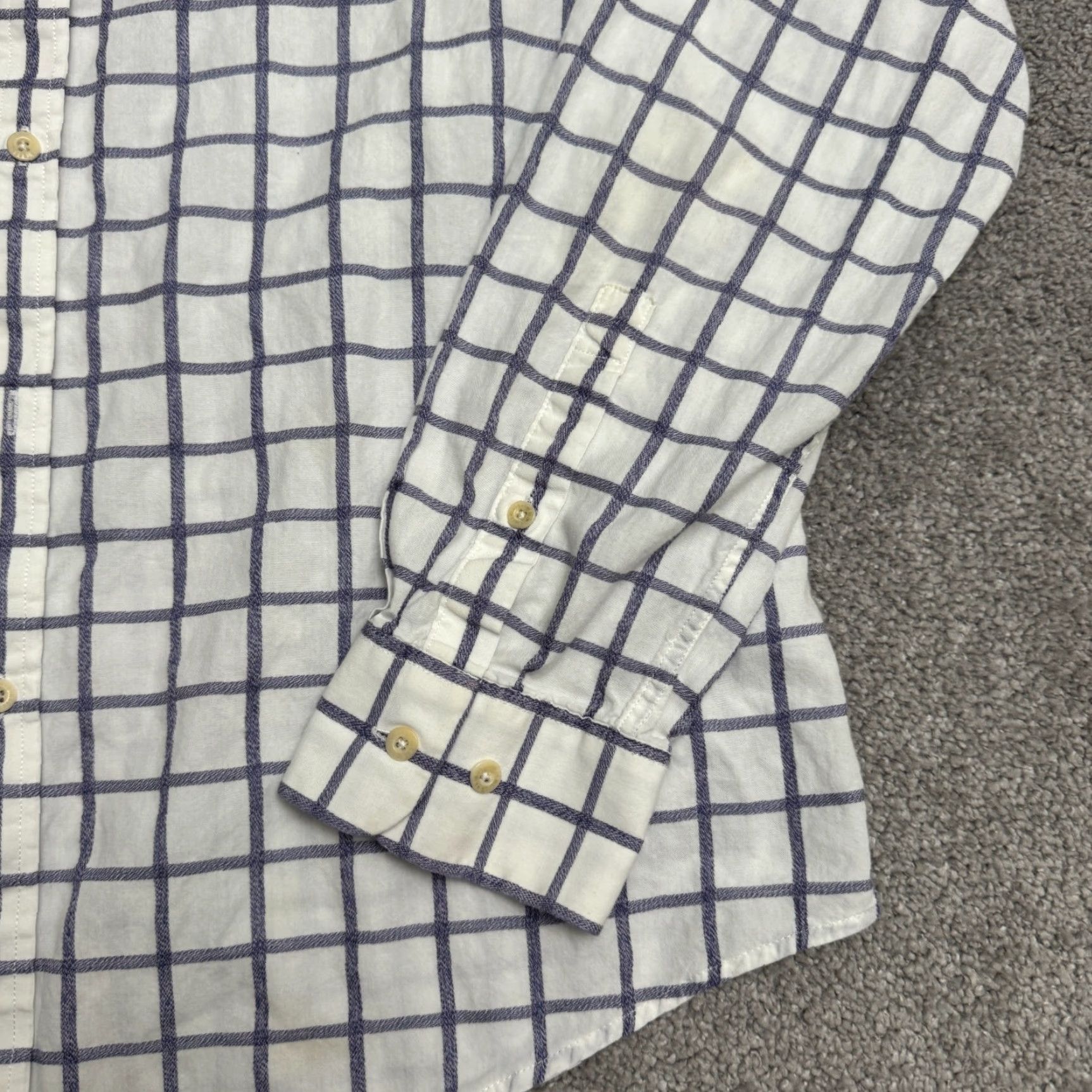 Ben Sherman Ben Sherman Slim Fit Windowpane Button Down Shirt Men XL Blue White Check Cotton Size US XL / EU 56 / 4 - 5 Thumbnail