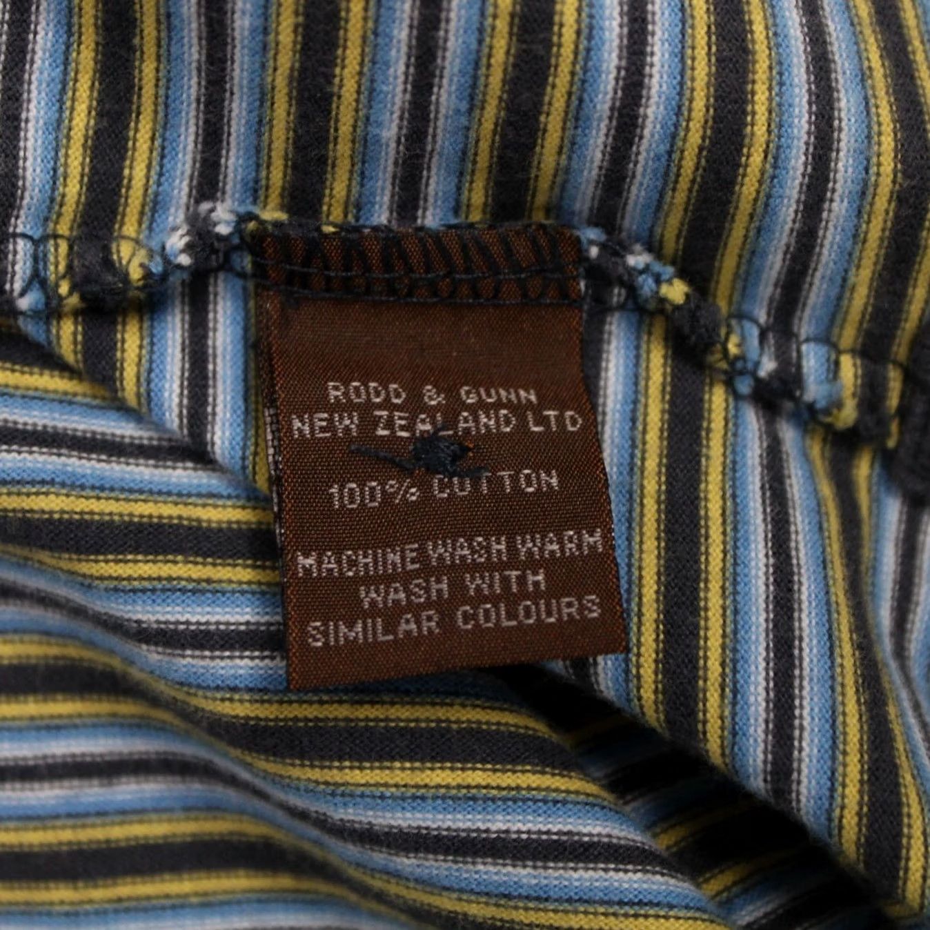 Rodd & Gunn Rodd & Gunn Polo Shirt Mens Small Blue/Yellow/Brown Striped Cotton S/S Pullover Size US S / EU 44-46 / 1 - 7 Thumbnail